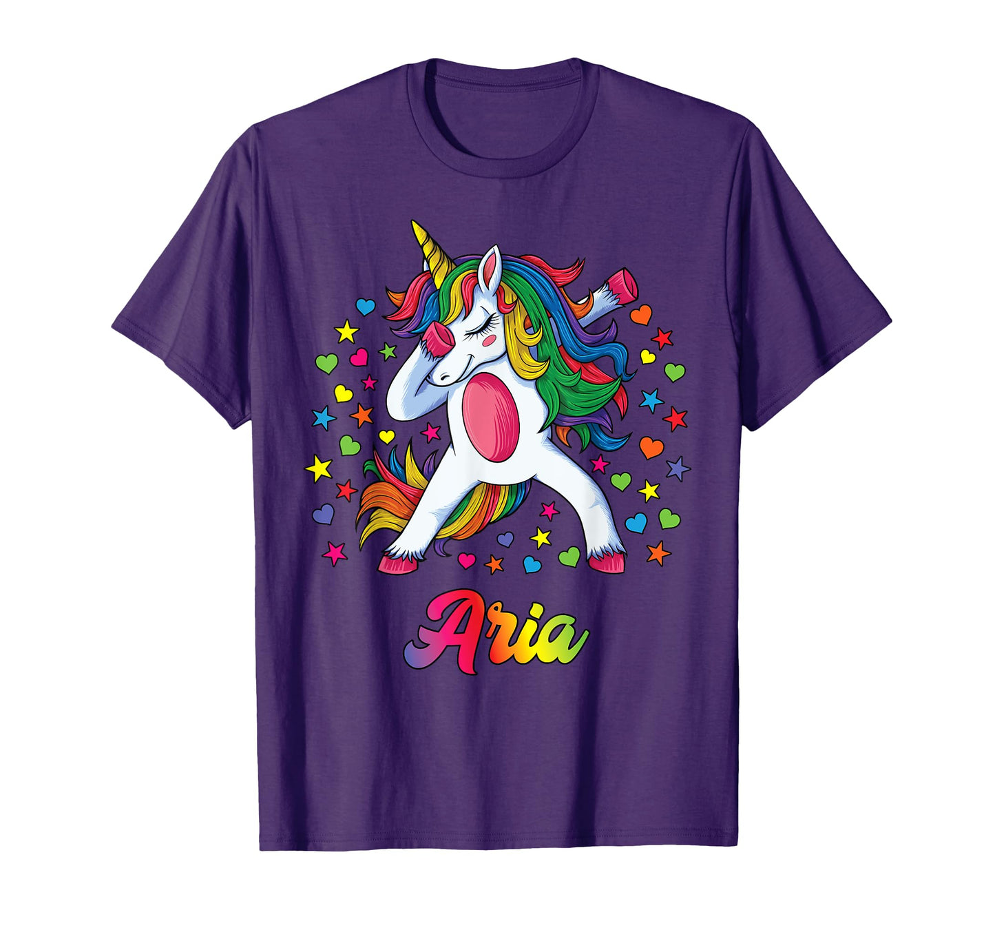 Aria Personalised Name Unicorn Girl Gift T-Shirt
