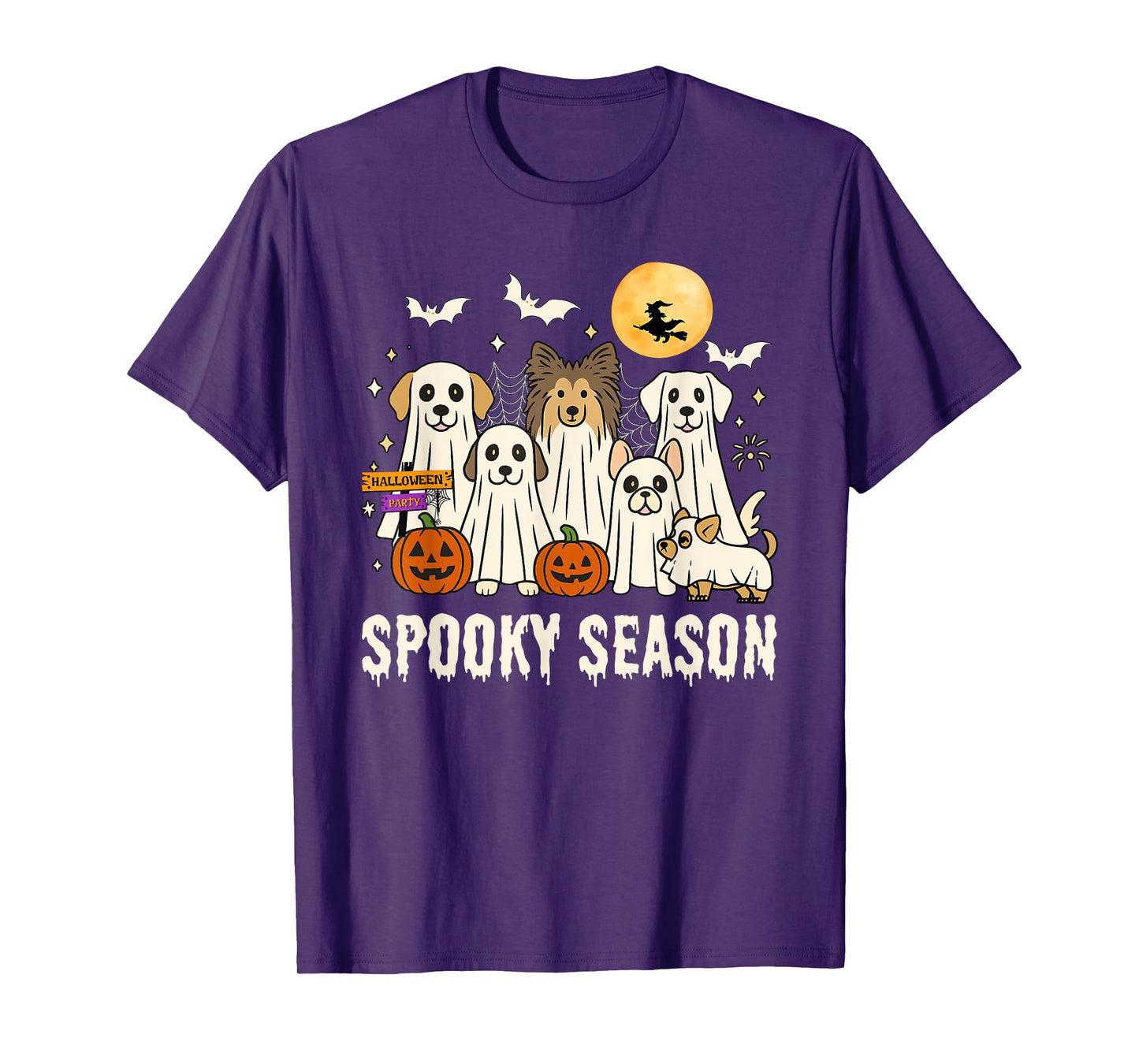 Dogs Ghosts Cute Dogs Dressed As Ghost Funny Halloween Dog T-Shirt