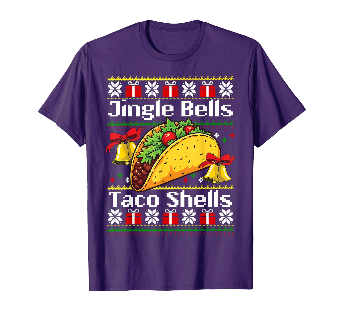 Christmas Jingle Bells Taco Shells Funny Family Ugly Xmas T-Shirt
