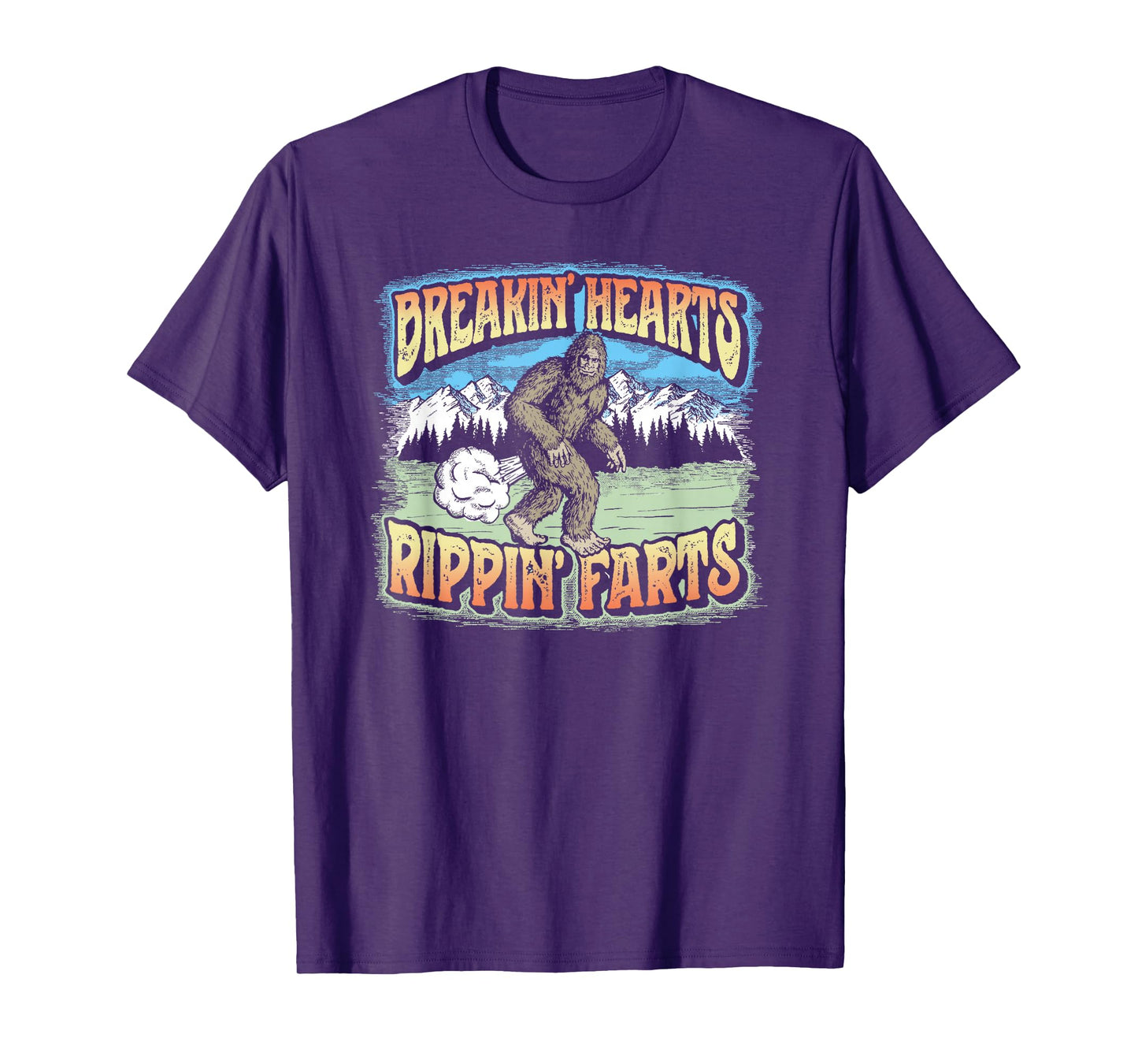 Breakin' Hearts, Rippin' Farts Funny Sasquatch Bigfoot 80s T-Shirt