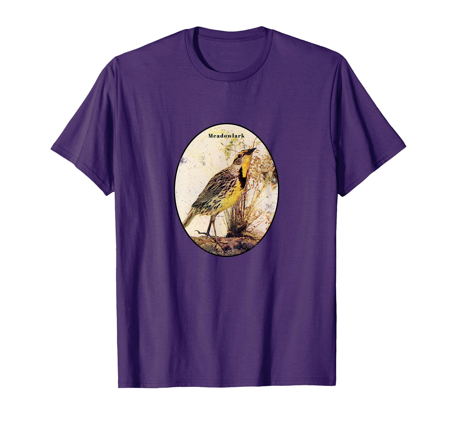 Retro Antique Meadowlark Vintage Bird Design T-Shirt