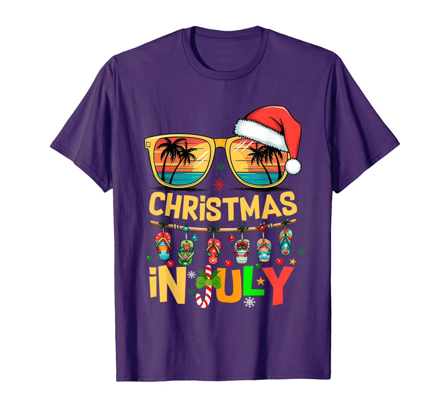 Santa Claus Sunglasses Beach Christmas In July Men Women Kid T-Shirt