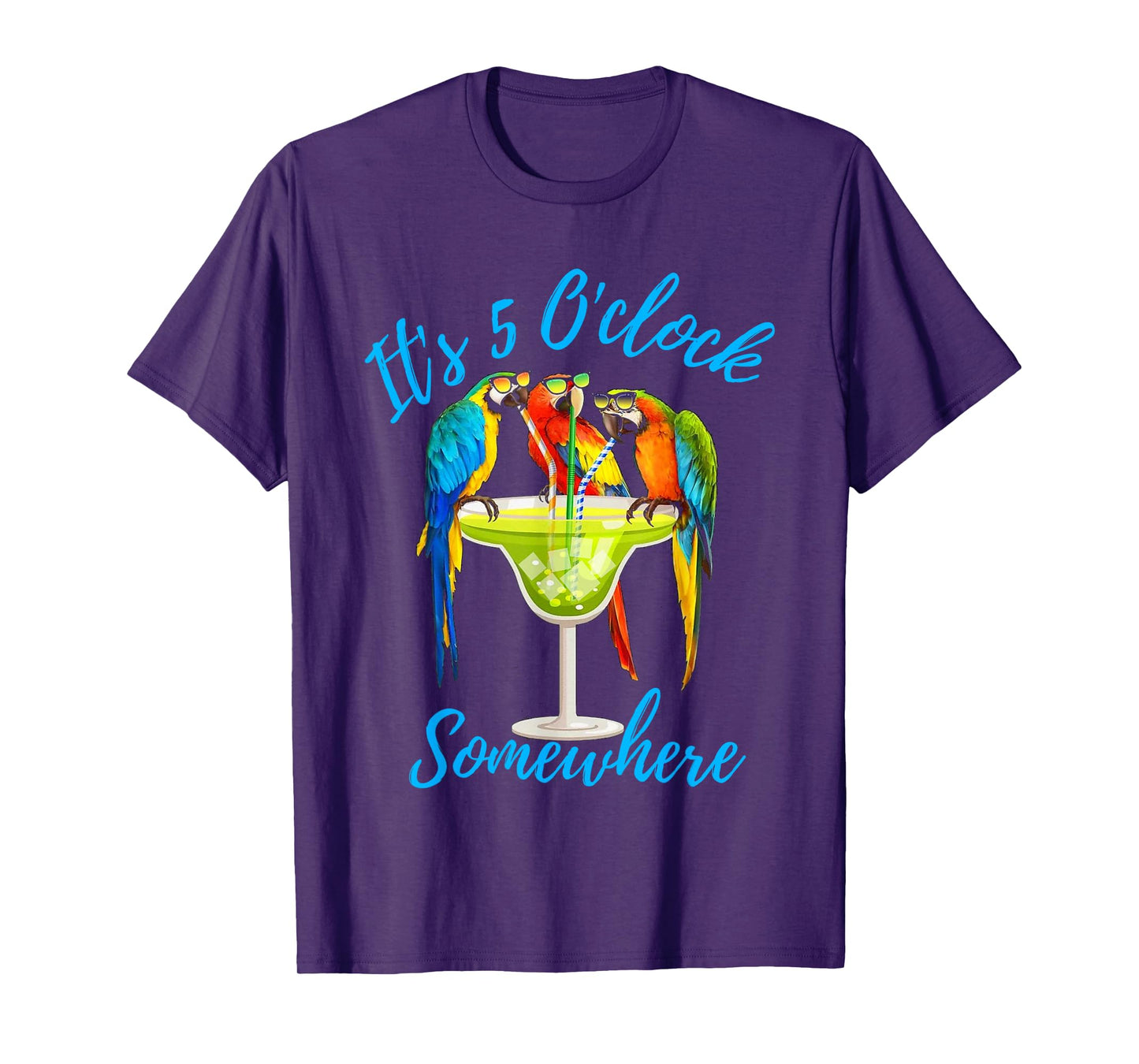 It's 5 O'clock Somewhere Funny Parrot Summer Beach Vacation T-Shirt for Men Women