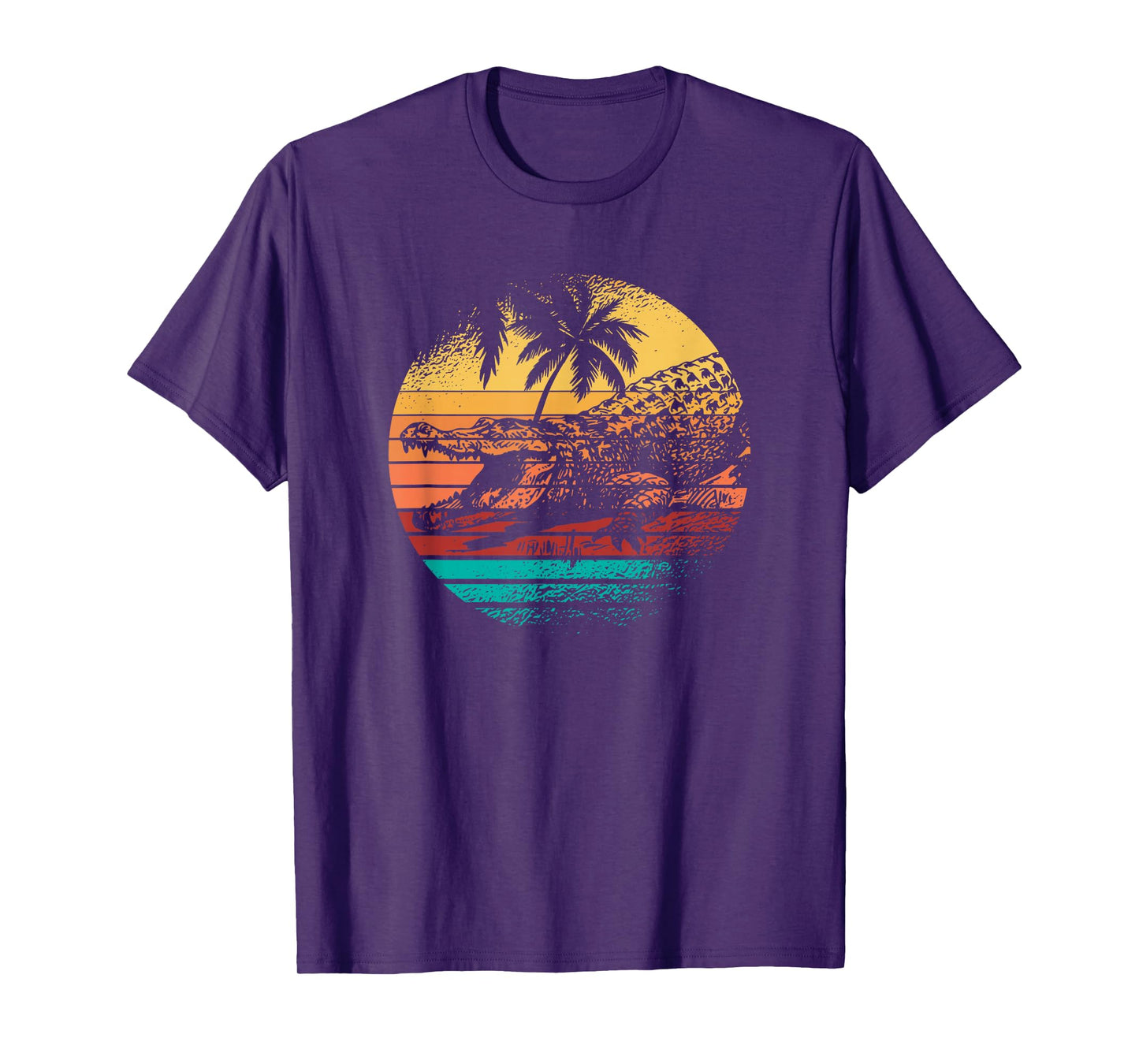 Retro Crocodile Alligator Vintage Gator Distressed Sunset T-Shirt