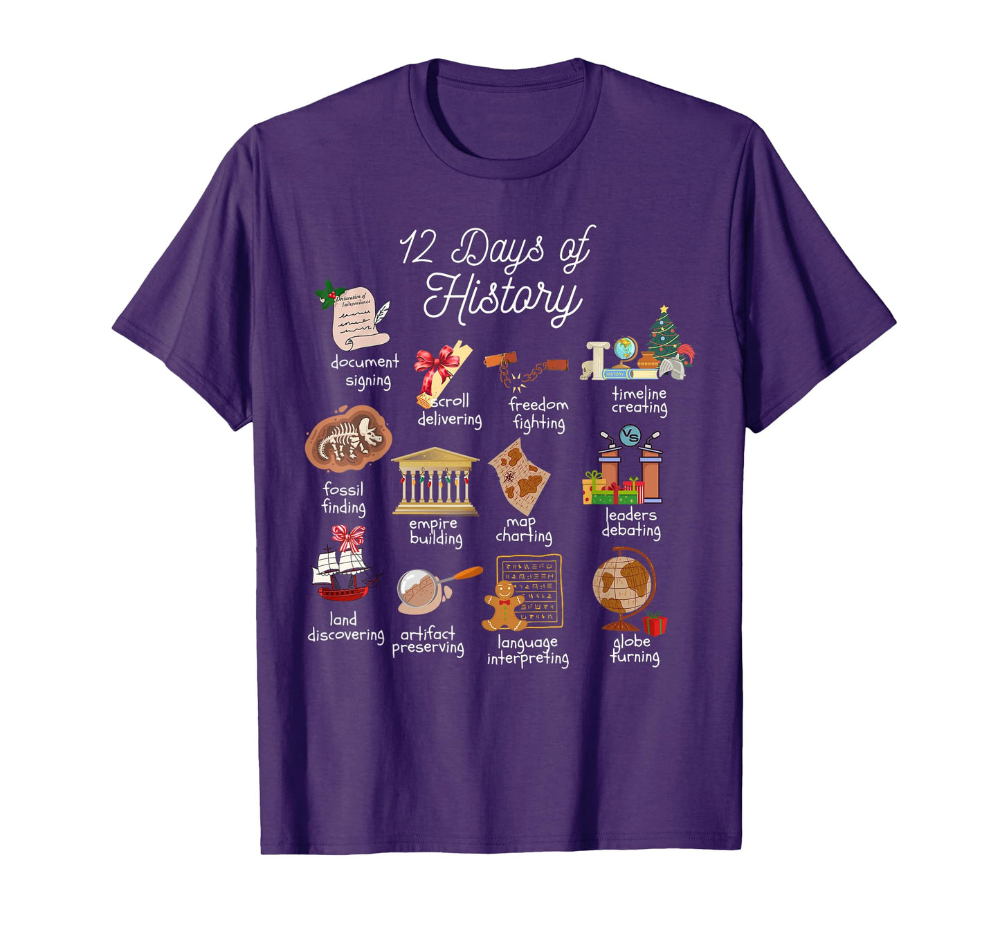 12 Day Of History Teacher Christmas Social Studies Student T-Shirt