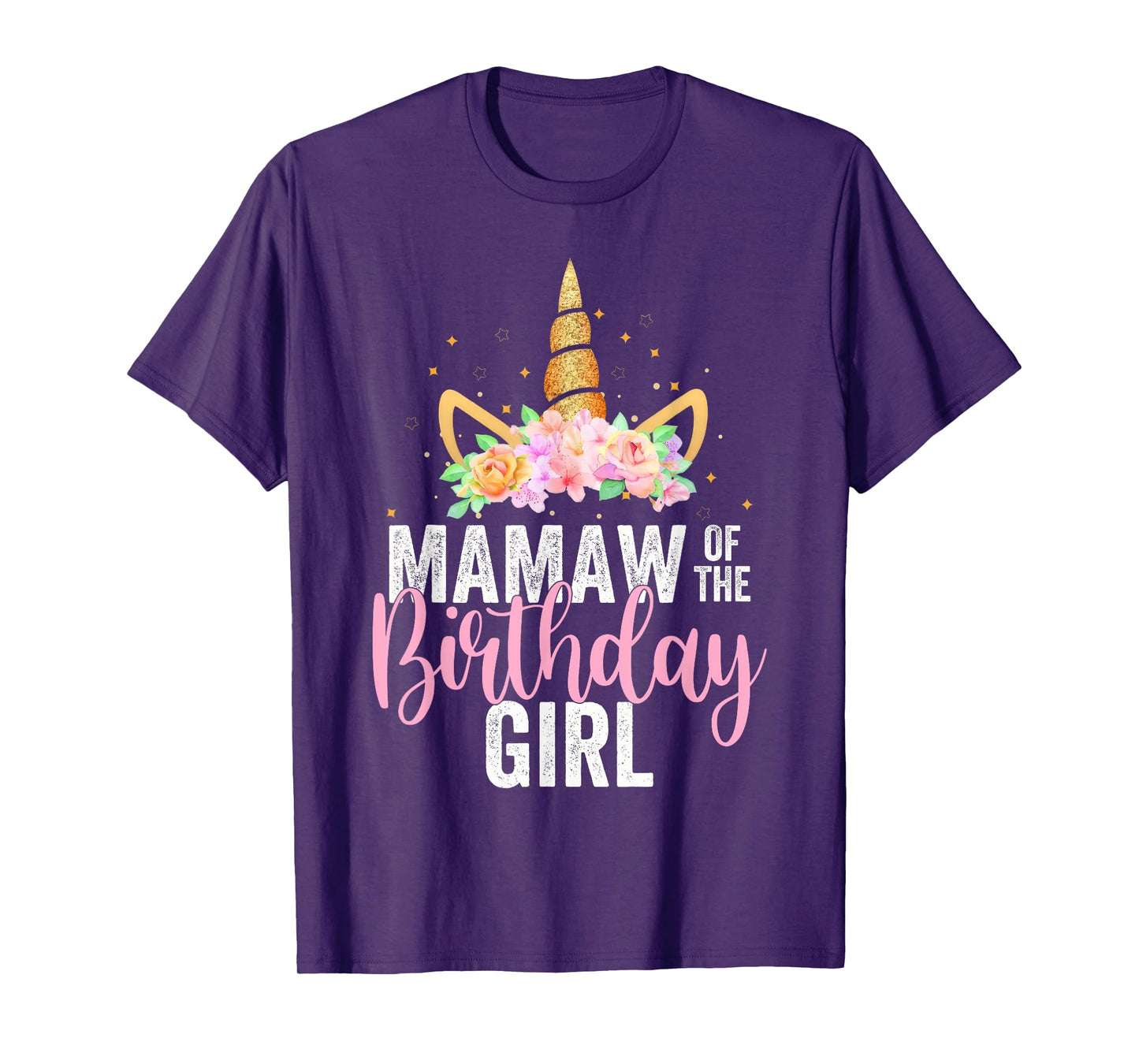 Mamaw Of The Birthday Girl Unicorn Girls Family Matching T-Shirt