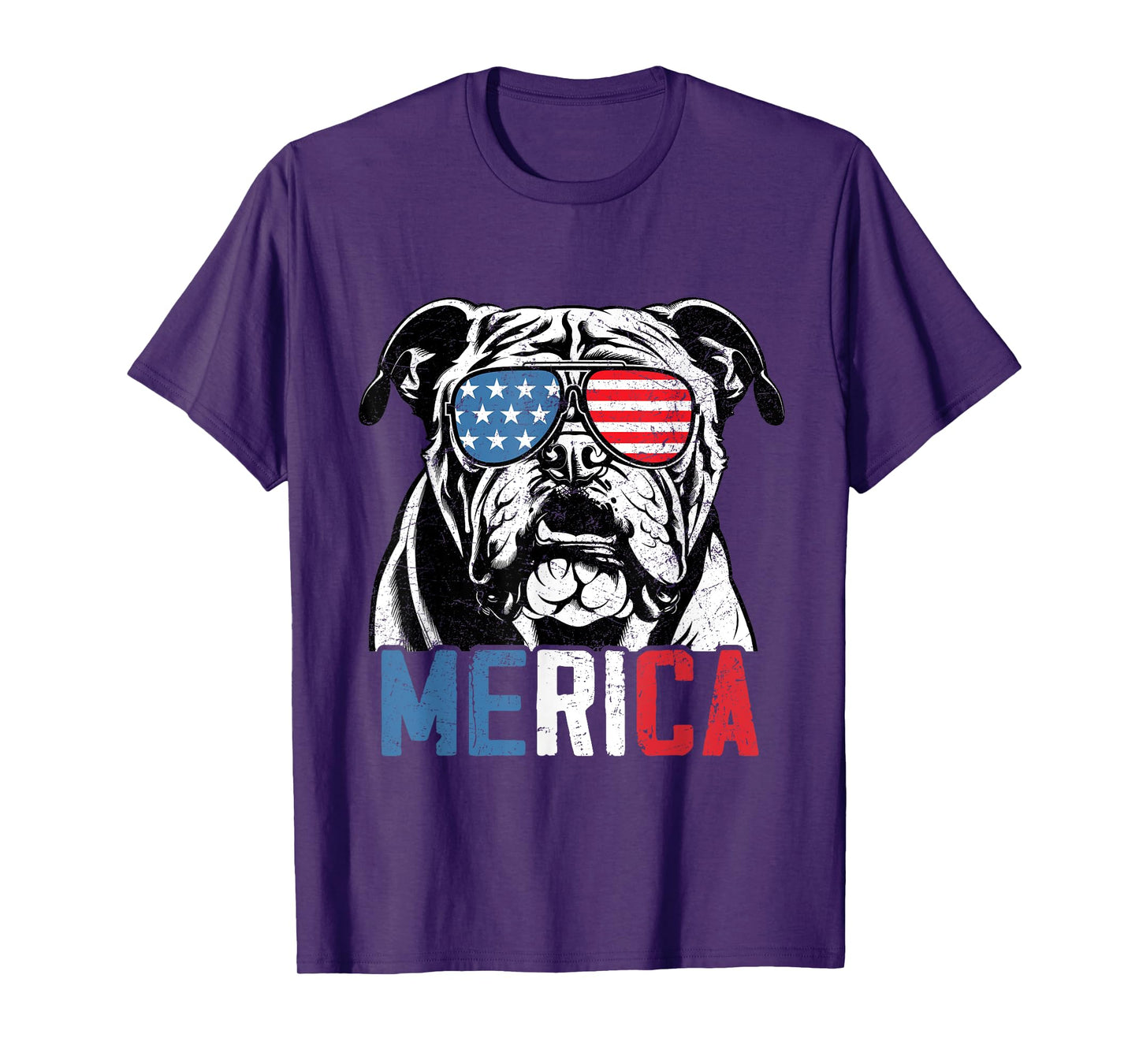 Patriotic English Bulldog Dog Merica 4th Of July Funny T-Shirt for Men Women Kids