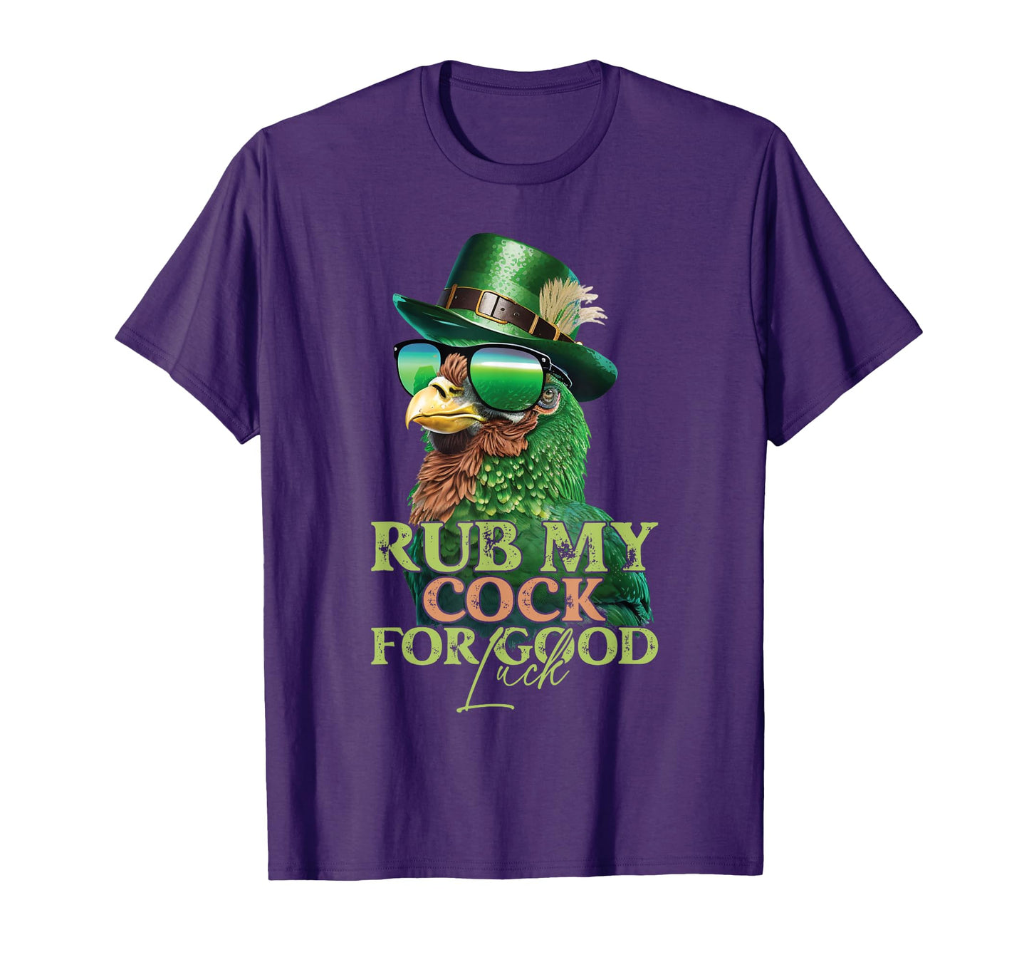 Rub My Cock for Good Luck Funny St Patricks Day Chicken T-Shirt