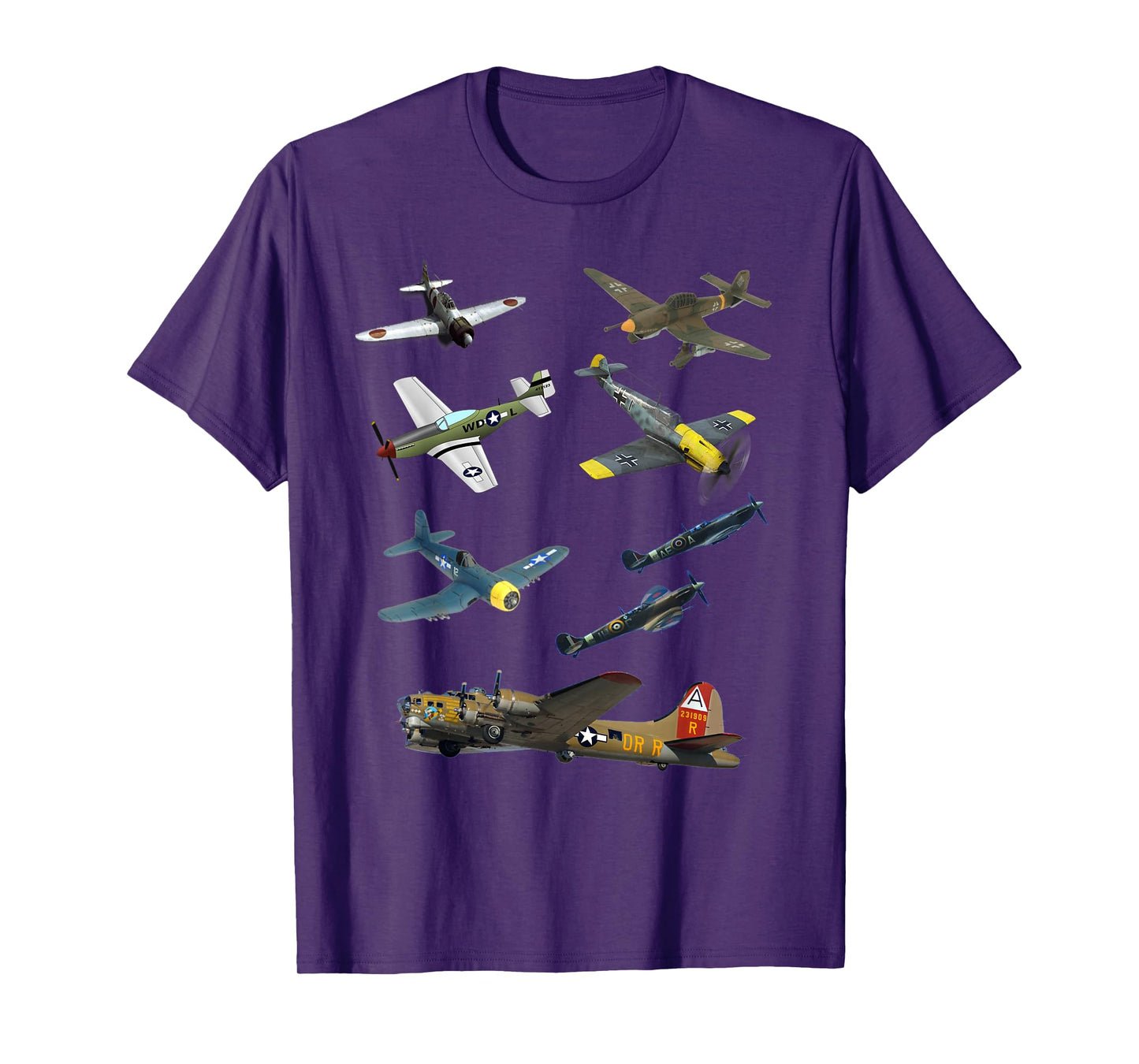 WW2 Planes Warbirds P51 Mustang Spitfire Messerschmitt T-Shirt