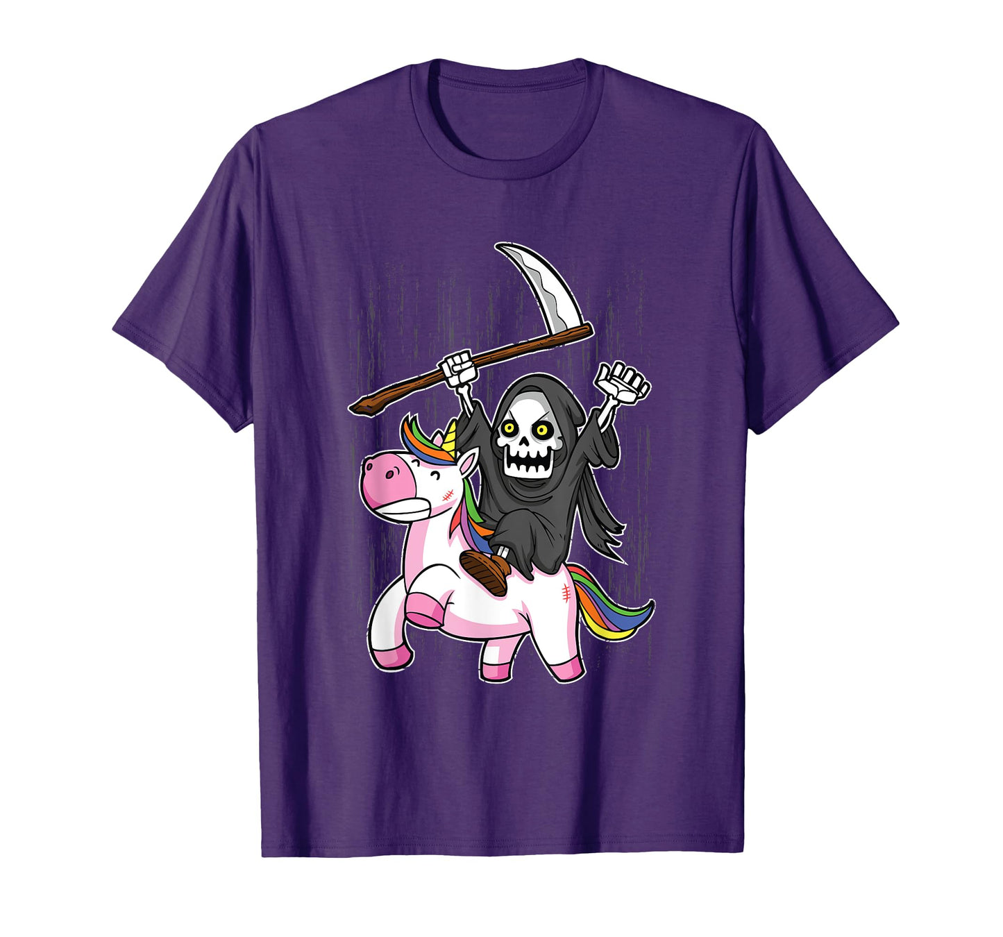 Death Metal Rock Music Halloween Grim Reaper Riding Unicorn T-Shirt