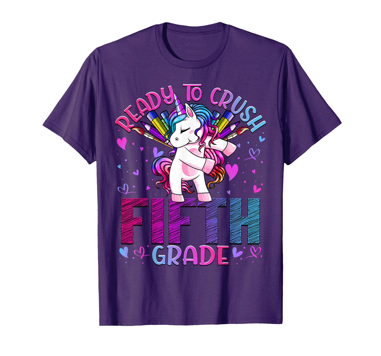 Ready to Crush Fifth 5th Grade Back To School Unicorn Kids T-Shirt