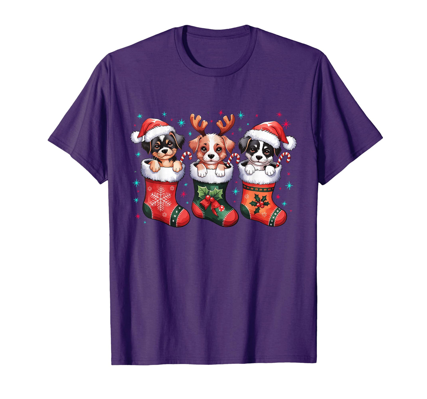 Cute Dog Christmas Santa Funny Christmas Xmas Dog Men Women T-Shirt