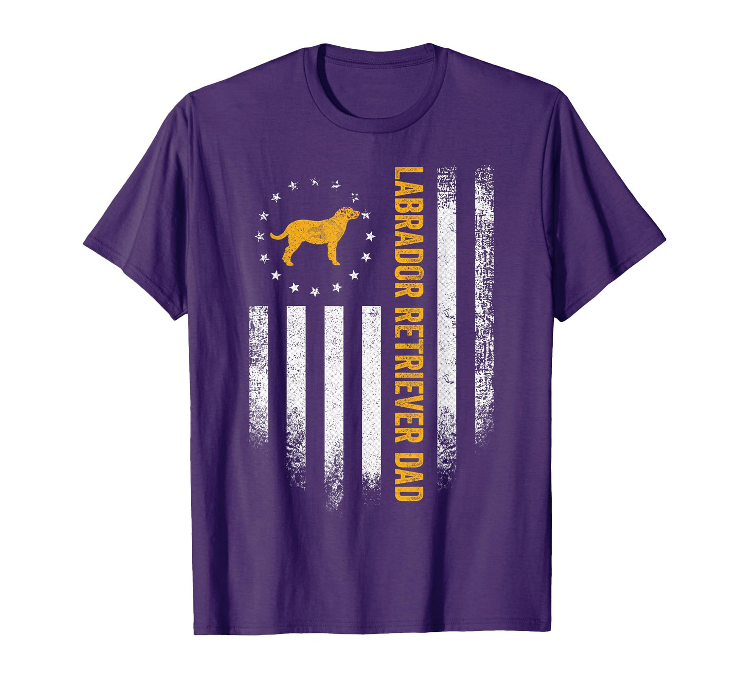 Vintage USA Flag Proud Labrador Retriever Dad Lab Silhouette T-Shirt