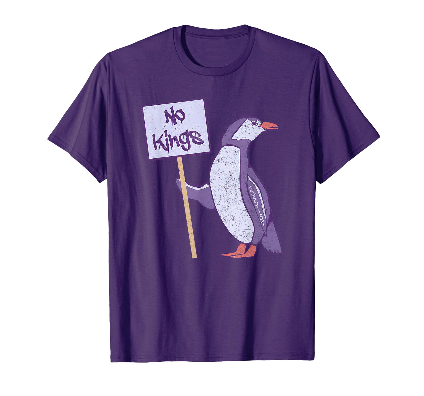 Funny Heard Island Penguins No Kings In America Purple T-Shirt