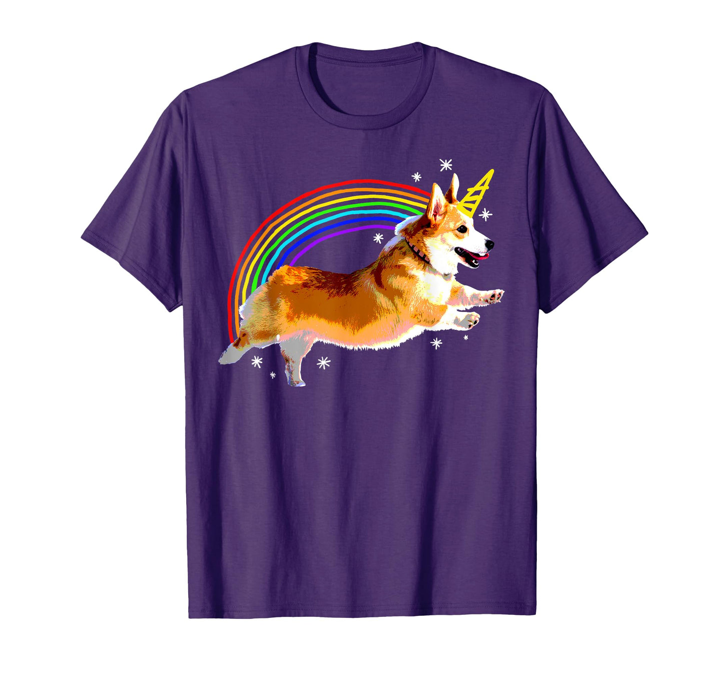 Unicorn Corgi Rainbow Doodle Funny T-Shirt