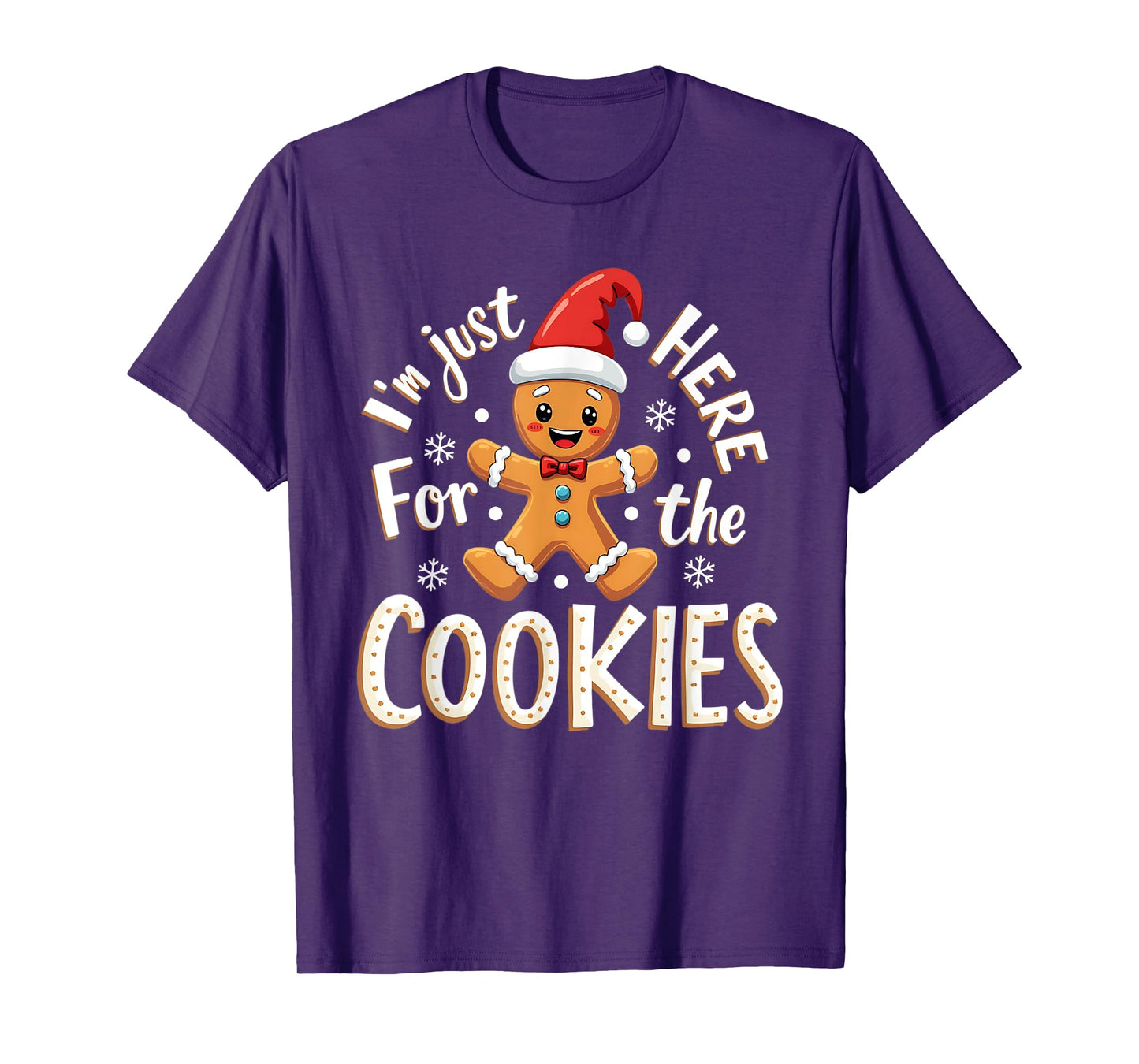 Christmas Baking Team I'm Just Here For The Cookies Funny Christmas Cookies Outfit Unisex-Adults Black XS Regular Small Short Sleeve T-Shirt
