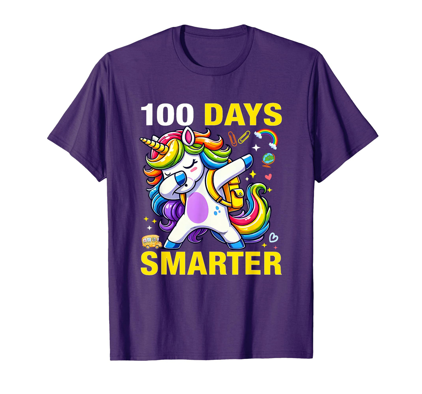 100 Days Smarter Kids Girls Unicorn 100th Day of School T-Shirt