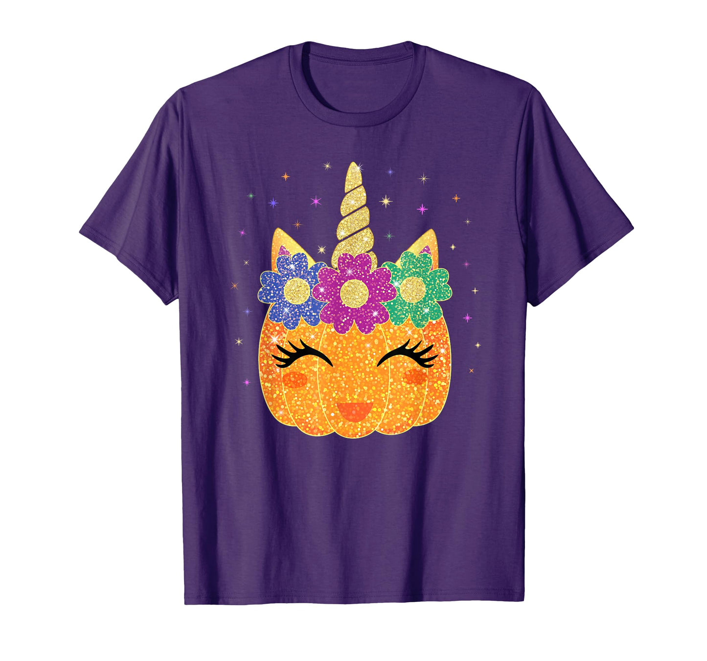 Unicorn Pumpkin Halloween Thanksgiving Girls Kids T-Shirt