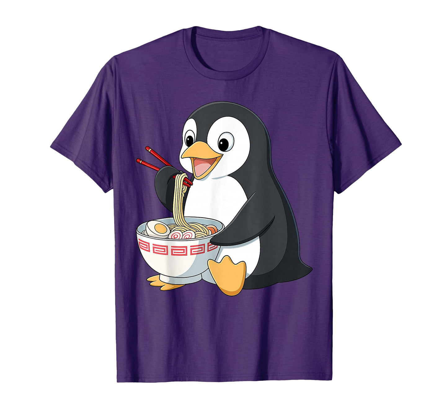 Anime Kawaii Penguin Eating Ramen Noodle Gifts Men Women Kid T-Shirt