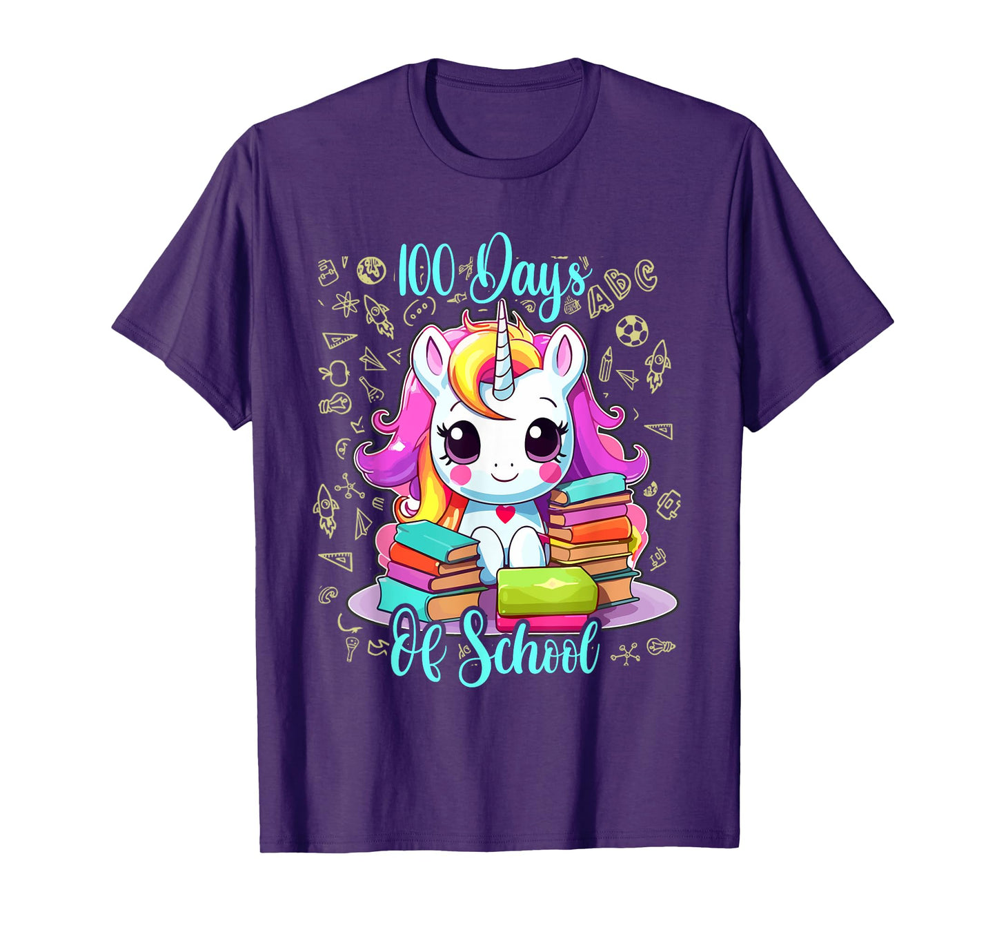 100 Days Of School Unicorn Shirt Girls, 100th Day Of School T-Shirt