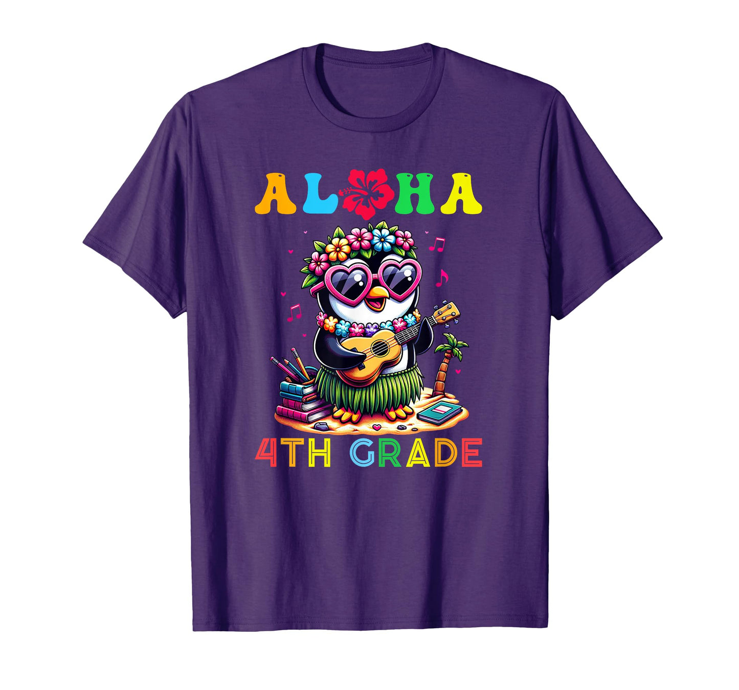Aloha Fourth Grade Penguin Hawaii Back to School Kids Girl T-Shirt