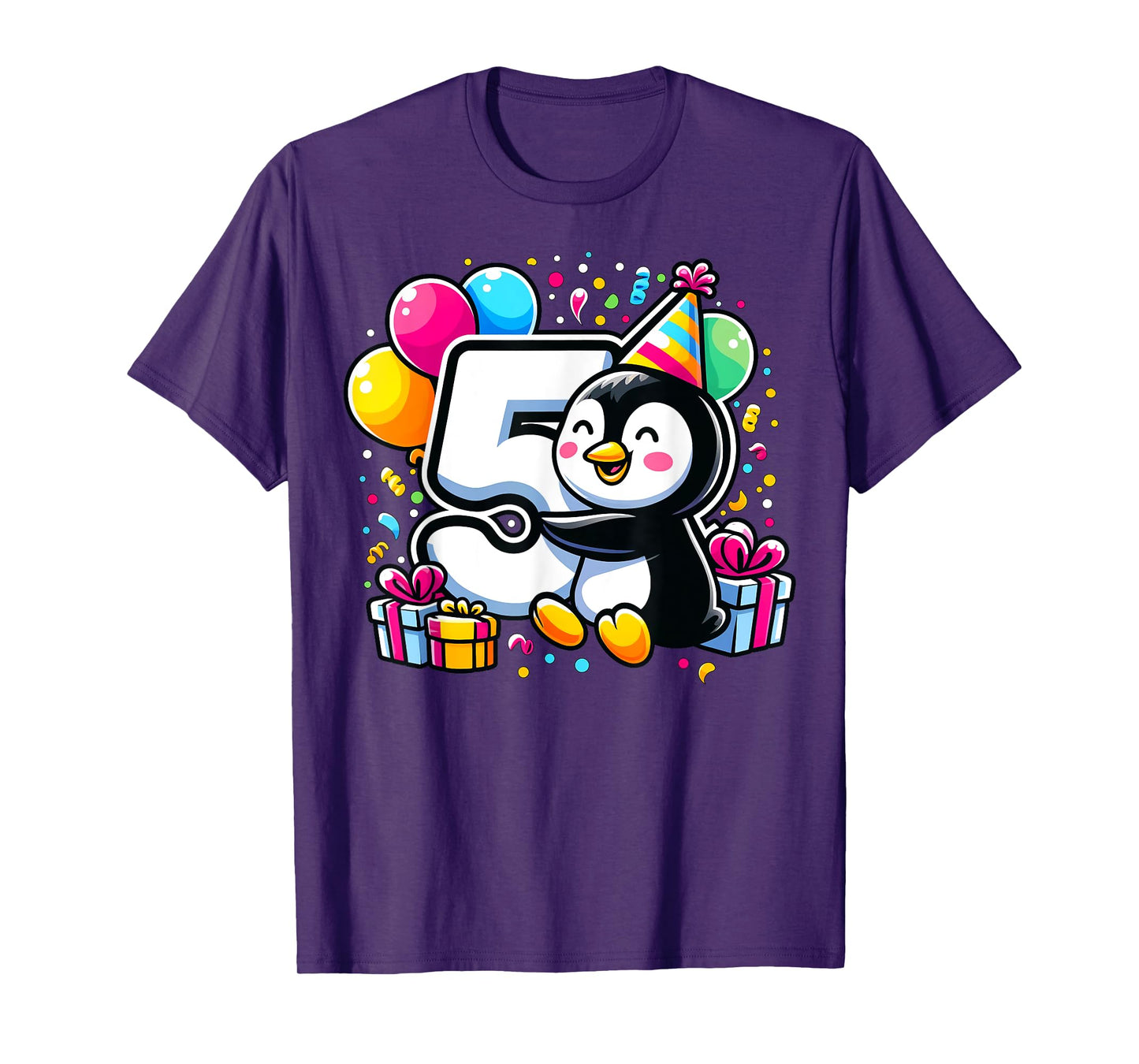 Kids Penguin Theme fifth Bday Party 5th Penguin Birthday T-Shirt