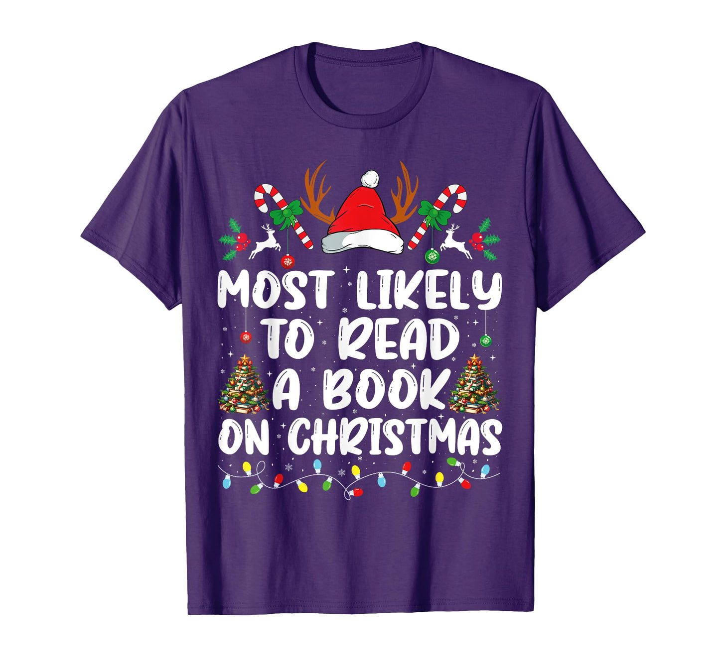 Most Likely To Read A Book On Christmas Matching Family T-Shirt