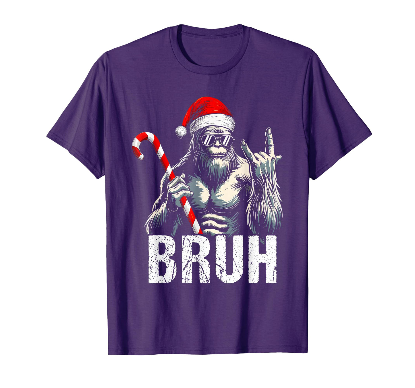 Bruh Bigfoot Christmas Funny Christmas Tree Xmas Sasquatch T-Shirt