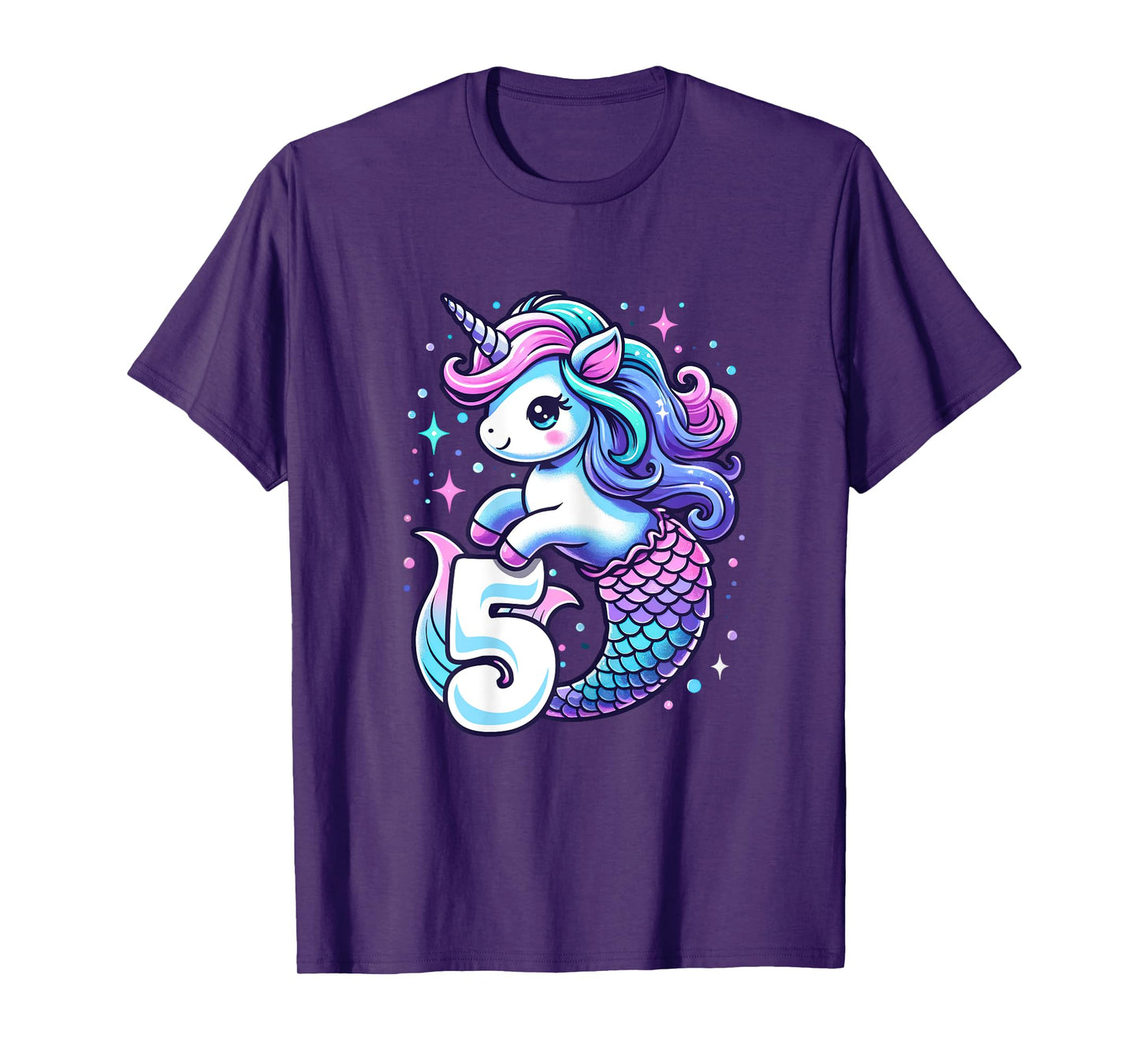 Unicorn Mermaid 5th Birthday 5 Year Old Party Girls Outfit T-Shirt