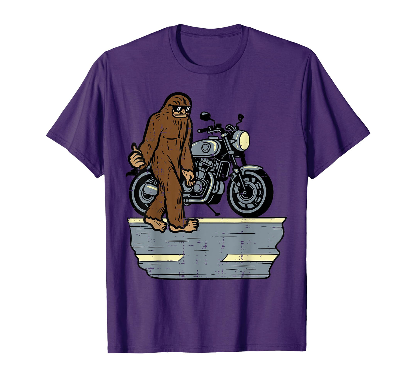 Biker Bigfoot Sasquatch Motorcycle Motorbike Men Kids Women T-Shirt