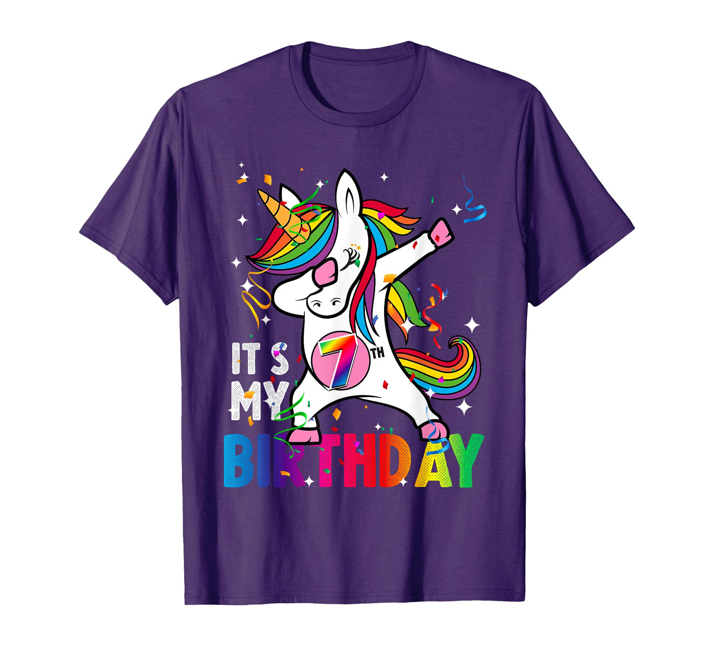 7 Years Old Girl Kid 7th Birthday Gift Dabbing Unicorn T-Shirt