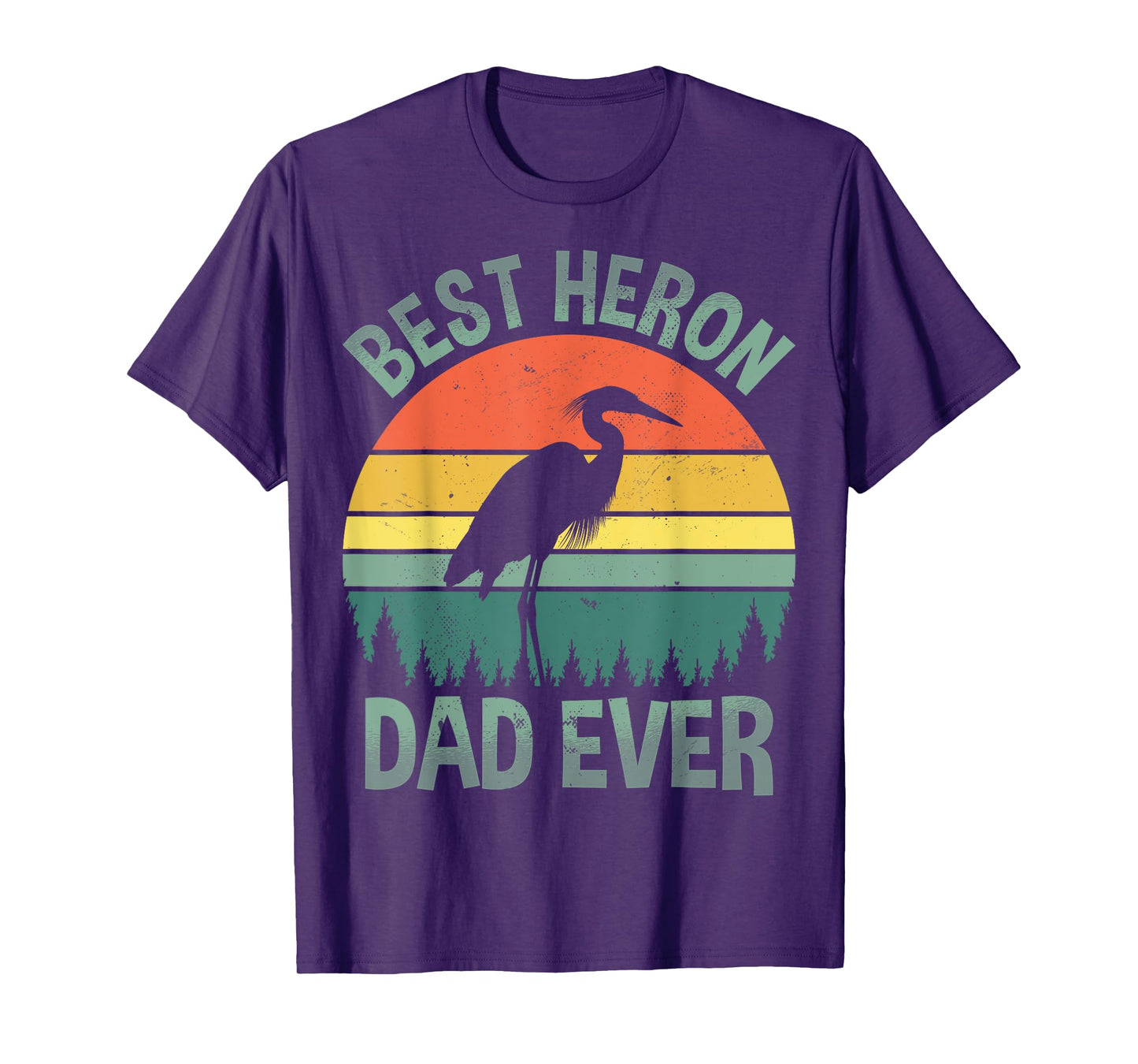 Best Heron Dad Ever - Retro Mens Blue Heron Bird Lover Dad T-Shirt