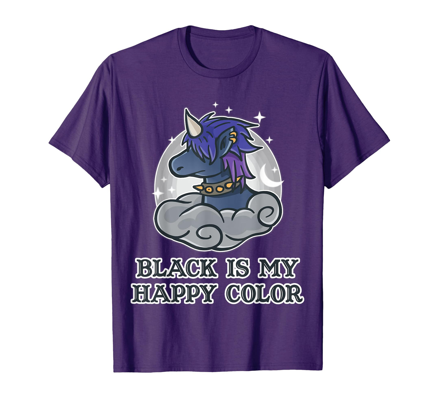 Black Is My Happy Colour Kawaii Pastel Goth Unicorn Nerd T-Shirt