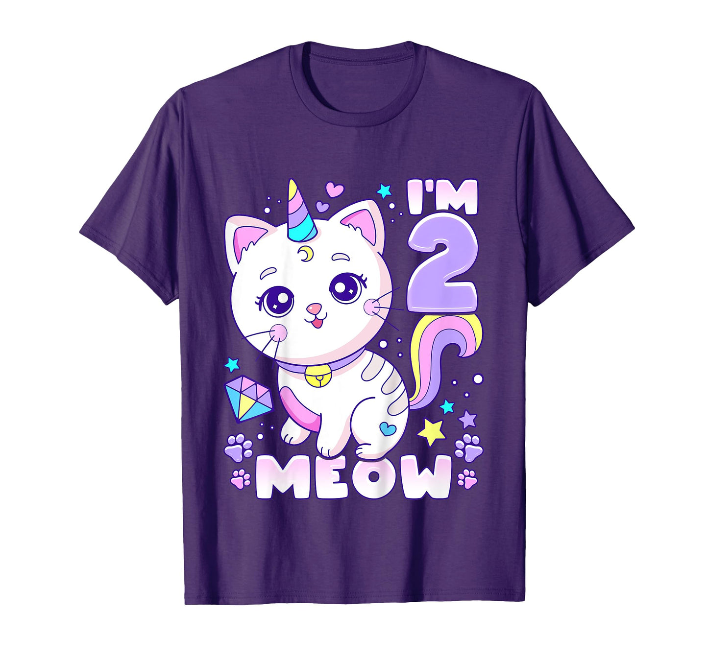 Birthday girl 2 years old, cat, unicorn, 2nd birthday T-Shirt