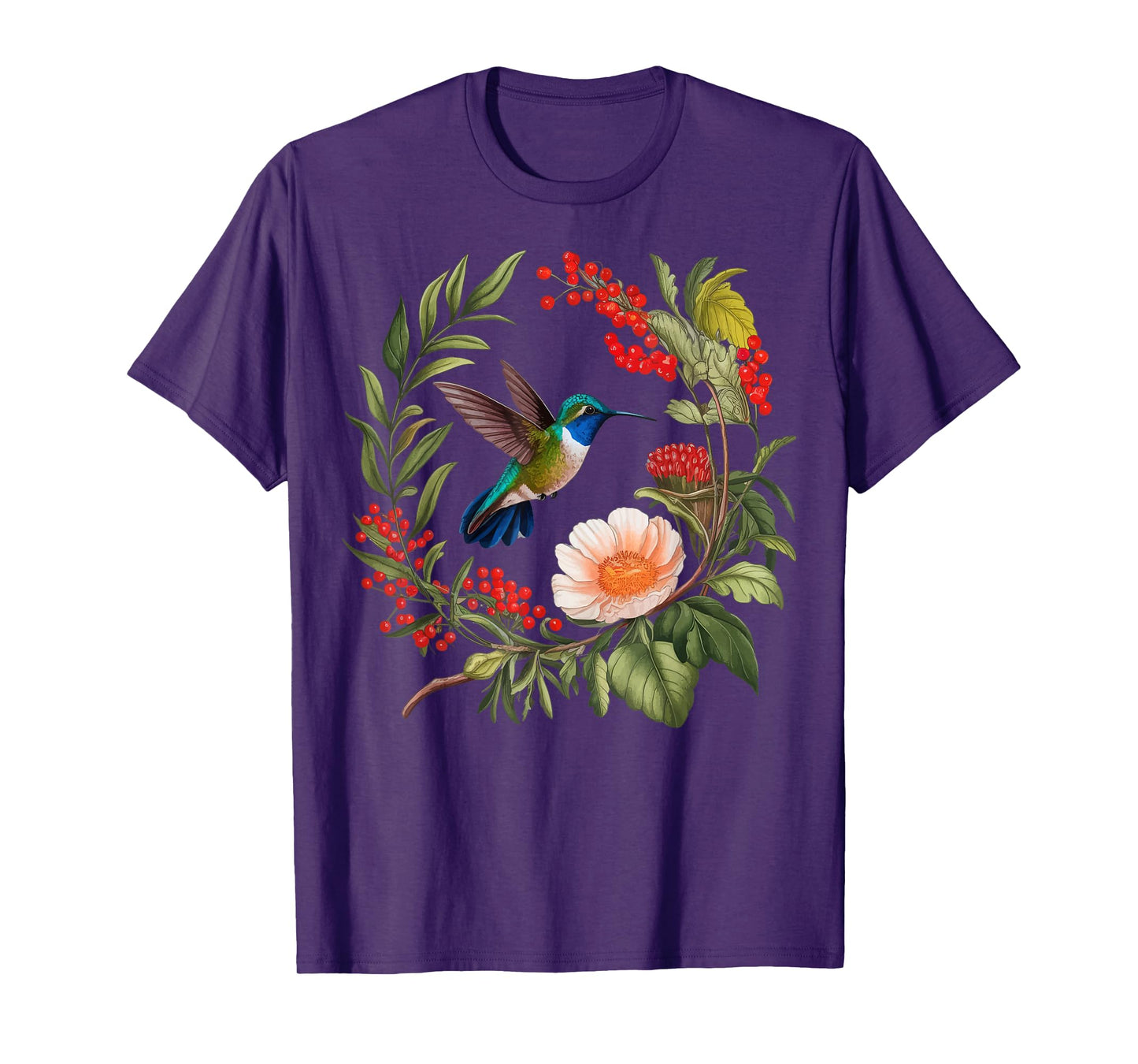 Hummingbird Floral Flower Botanist Hummingbird T-Shirt