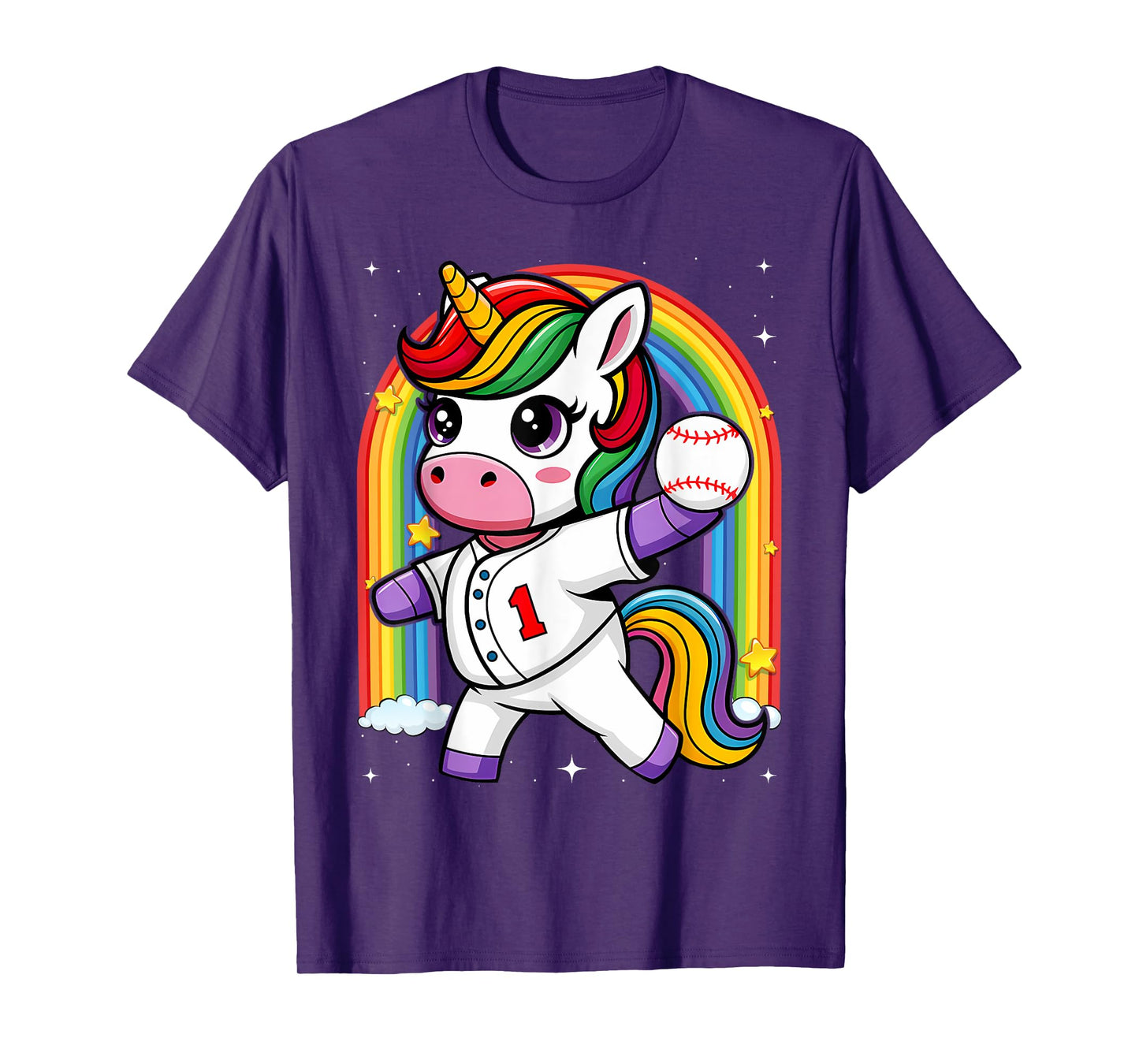 Unicorn Baseball Rainbow Baseball Lover I Unicorn Baseball T-Shirt