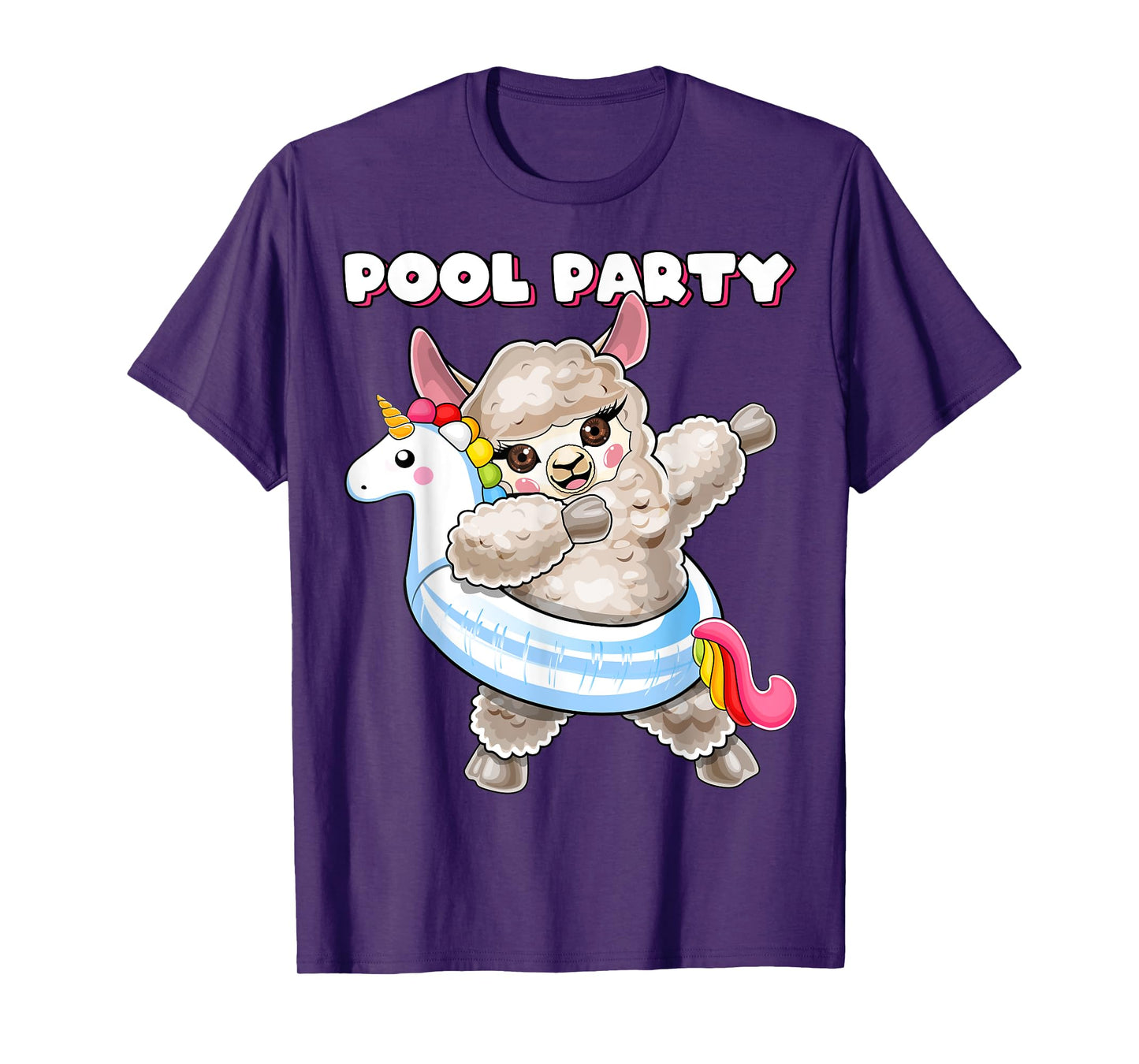 Pool Party Unicorn Float Dabbing Llama Girls Women Summer T-Shirt