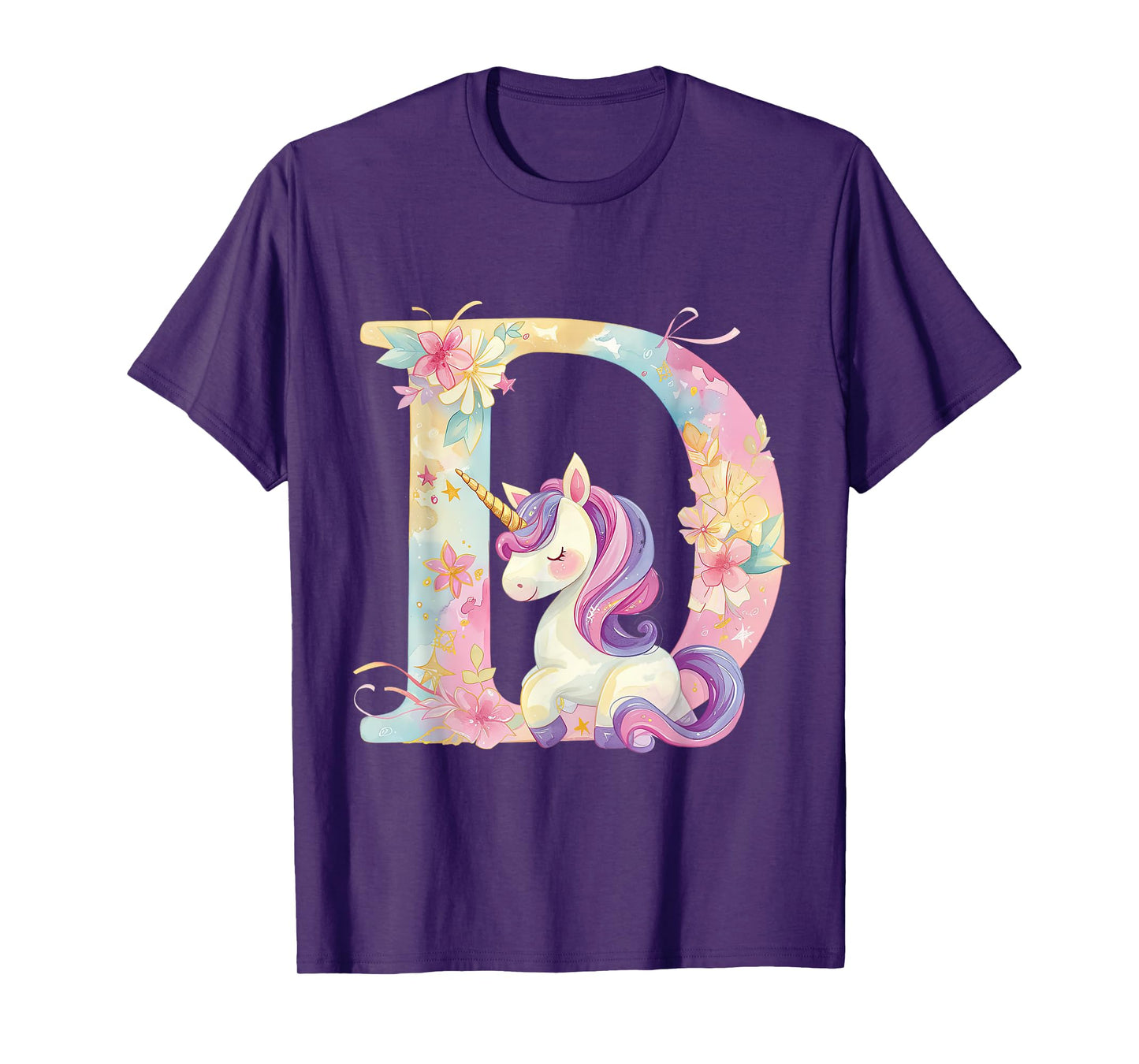 D Initial Letter Alphabet Unicorn Birthday Outfit Monogram D T-Shirt
