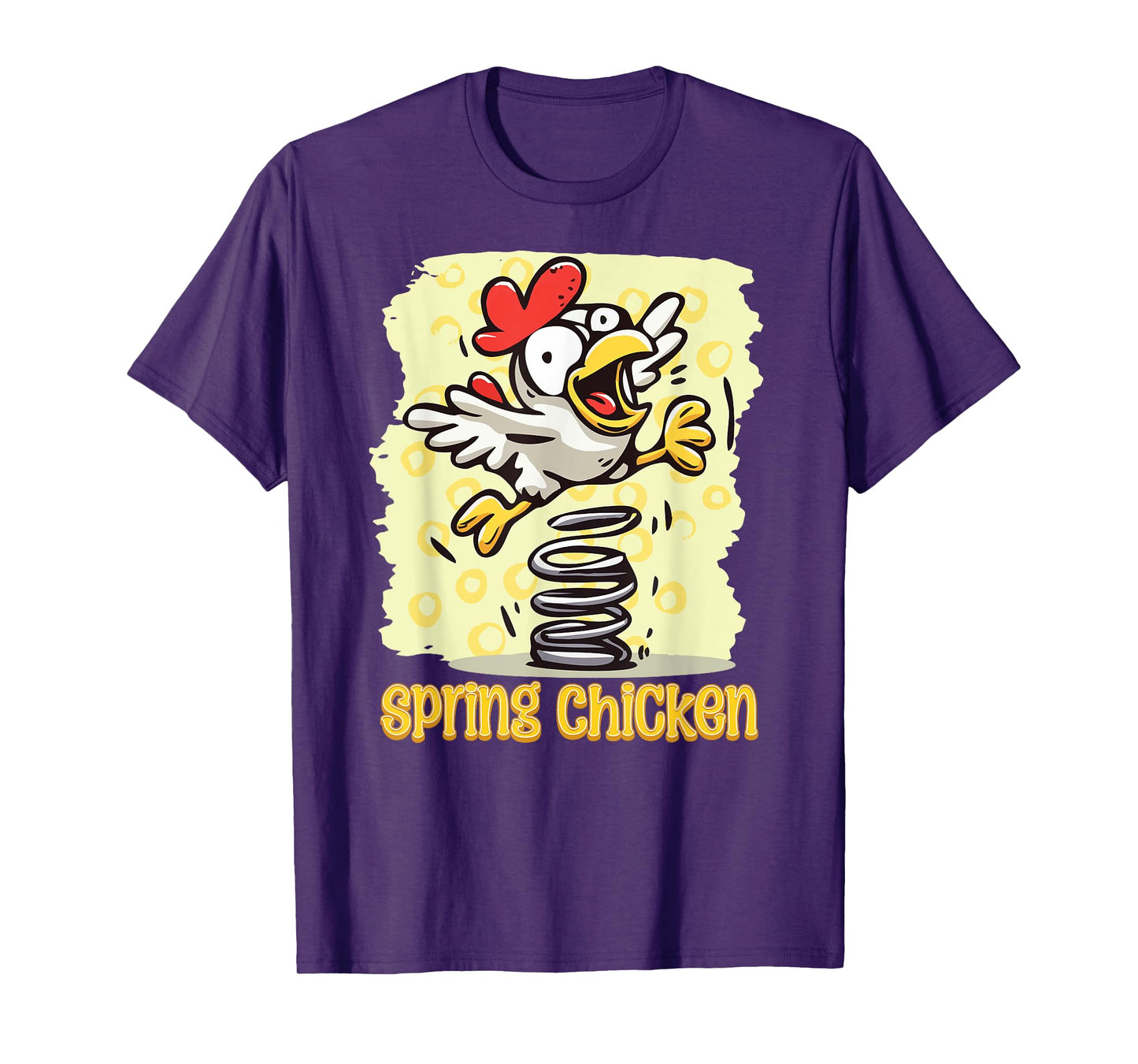 Spring Chicken Bouncy Flying Funny Gag Cartoon T-Shirt