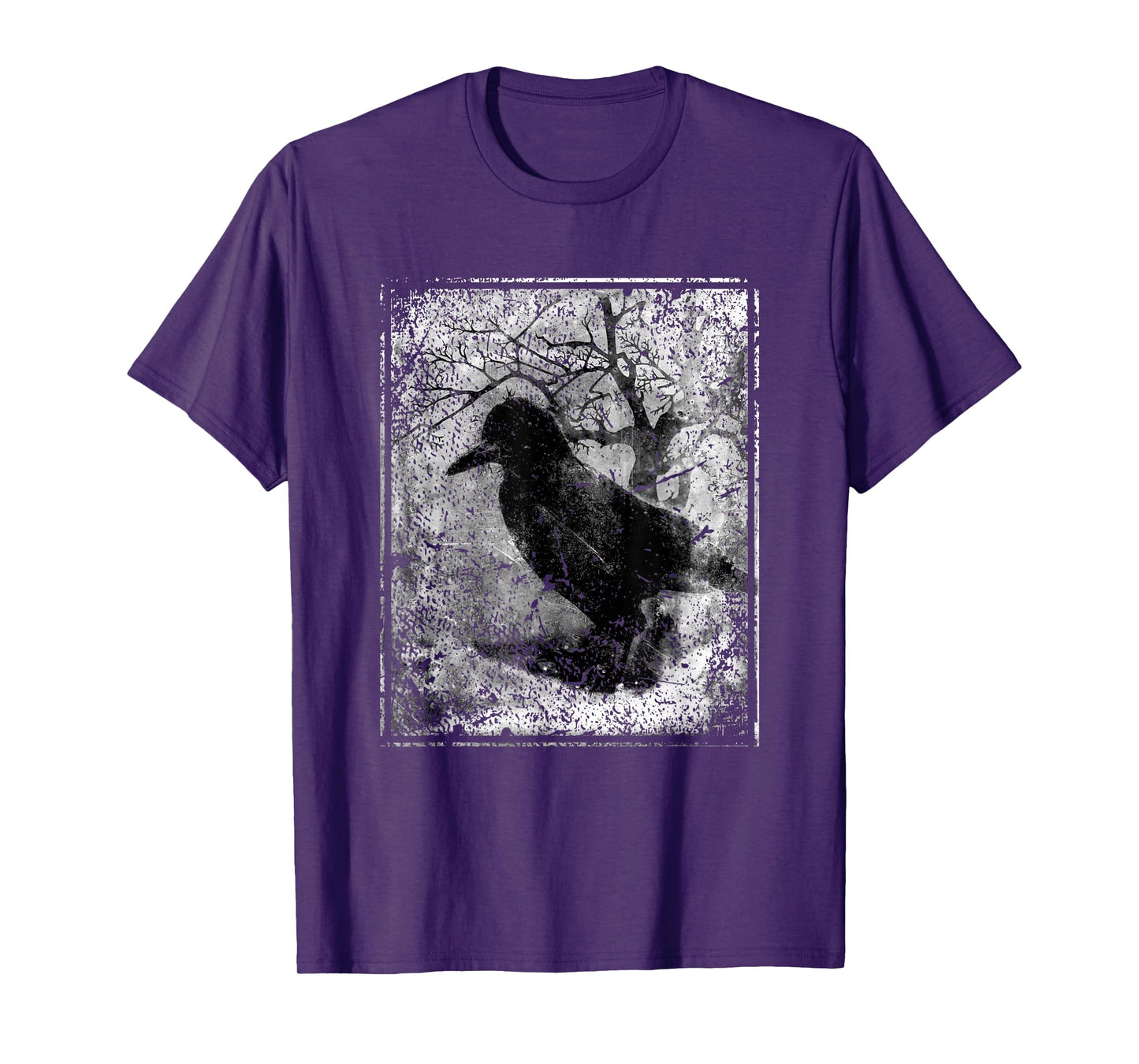 Black Crow on Tree- Vintage Dark Art Occult Aesthetics T-Shirt
