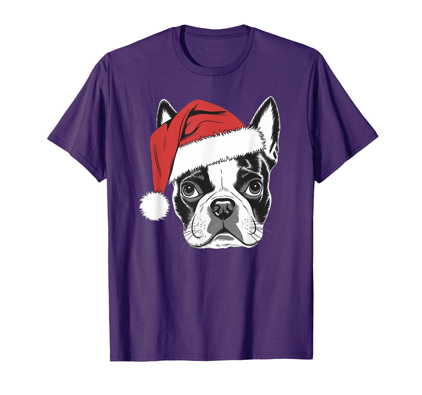 Joyful Boston Terrier Santa Dog on Boston Terrier Christmas T-Shirt for Men Women Kids
