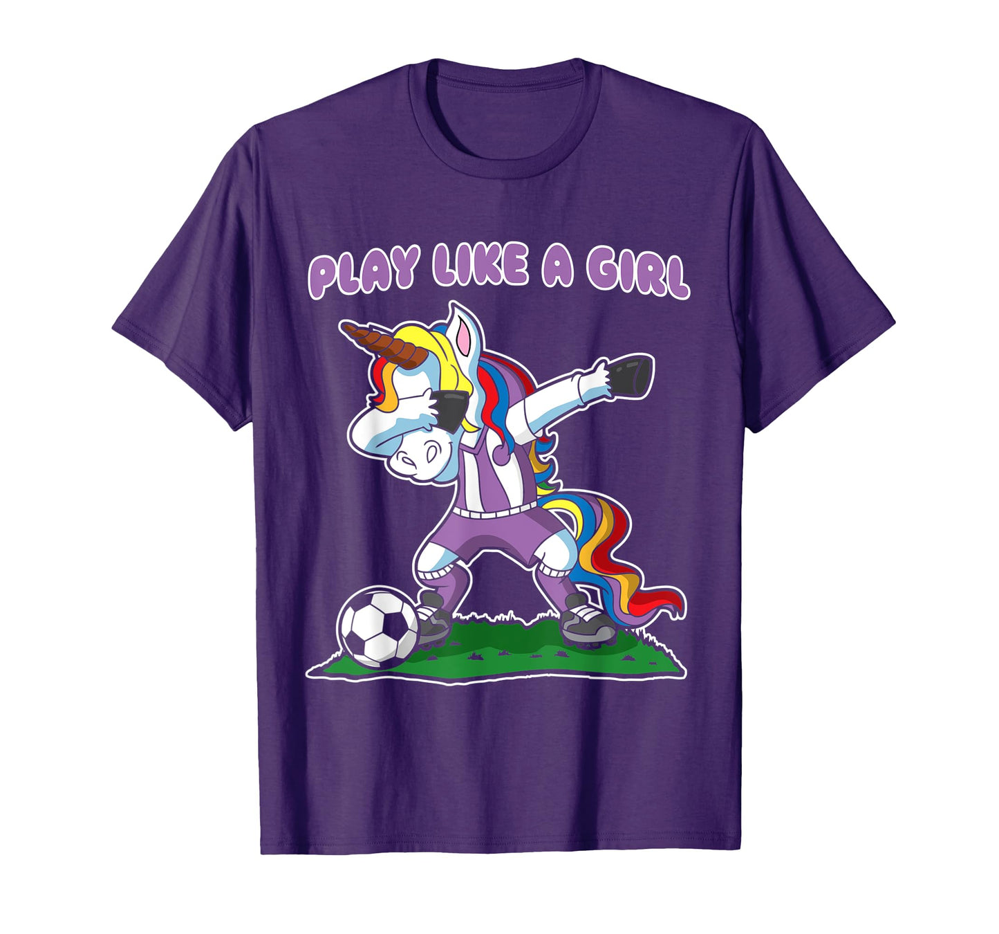 Soccer Unicorn Play Like A Girl Womens Kids Girls Gift T-Shirt