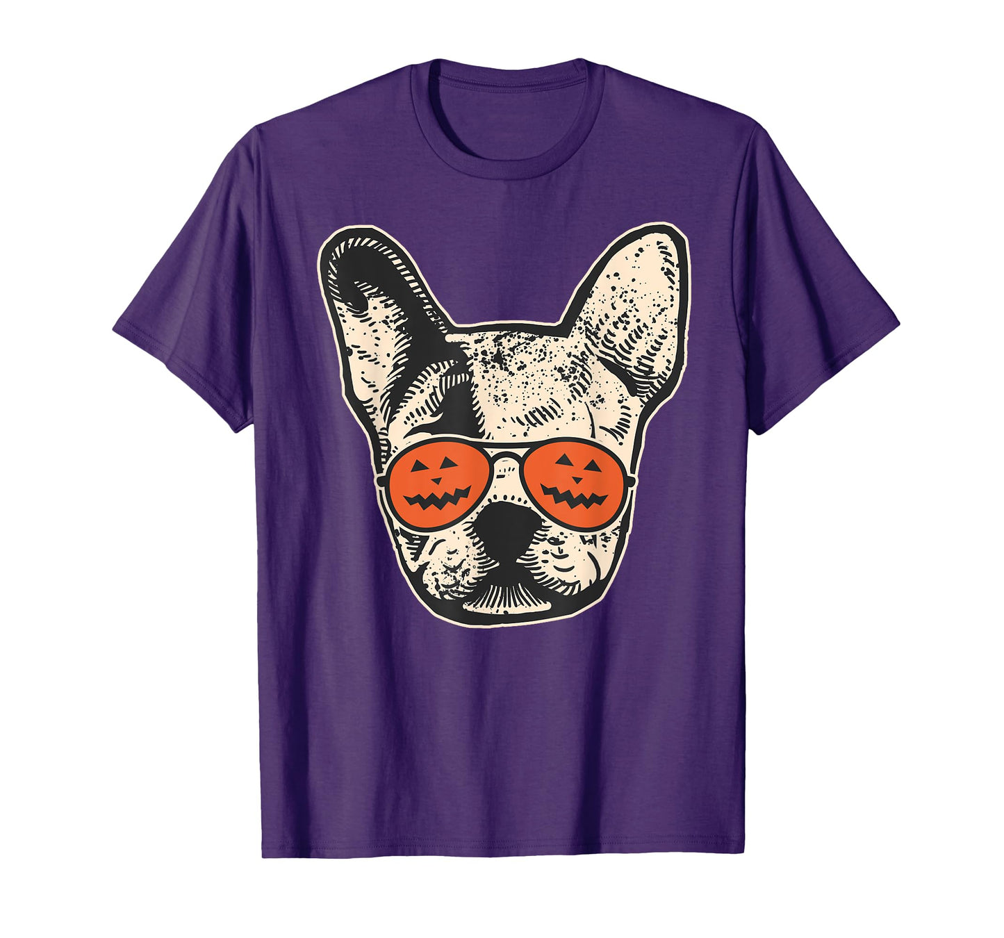 Frenchie in Pumpkin Sunglasses - French Bulldog Halloween T-Shirt