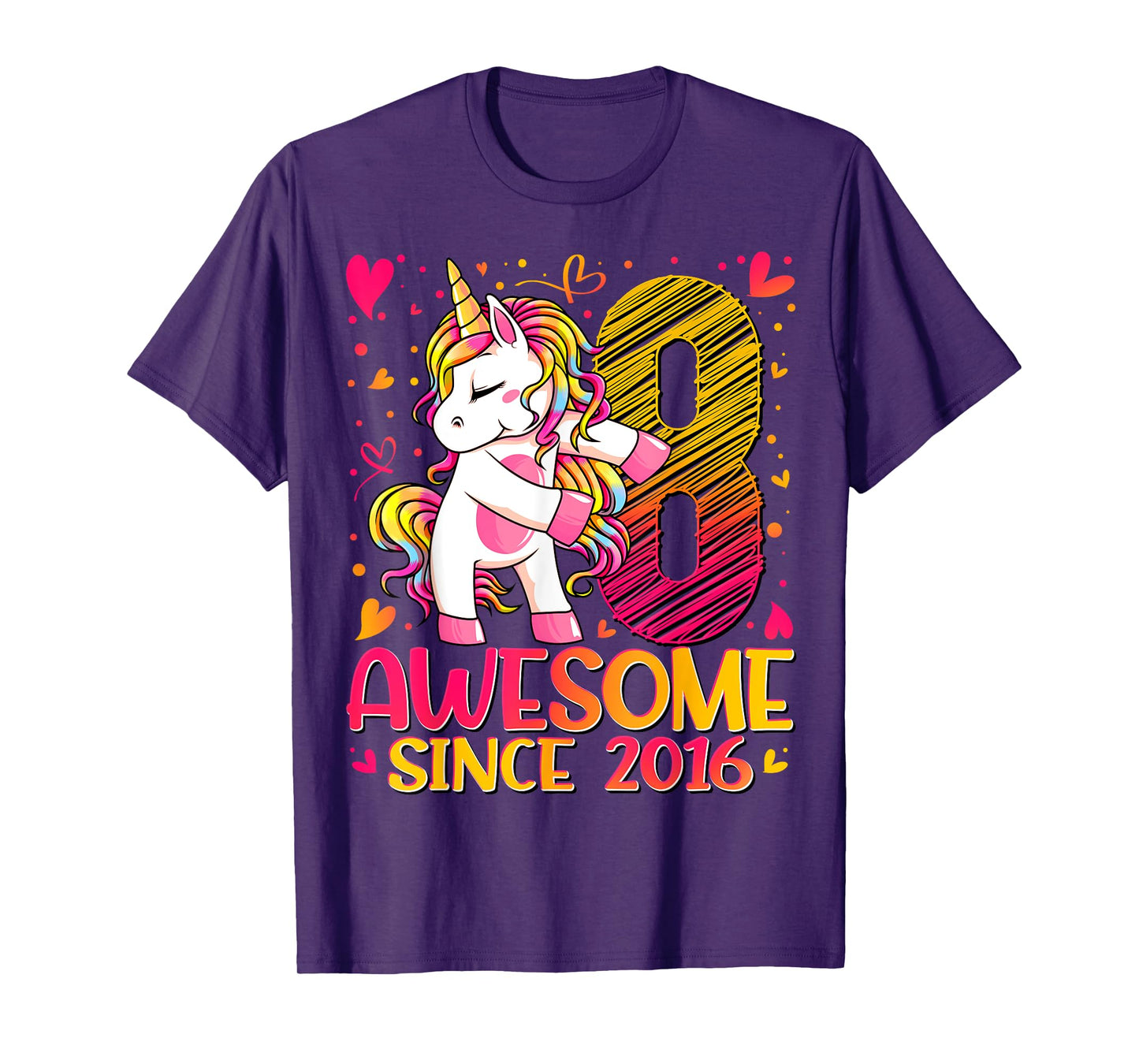 8 Years Old Flossing Unicorn Gifts 8th Birthday Girl Party T-Shirt