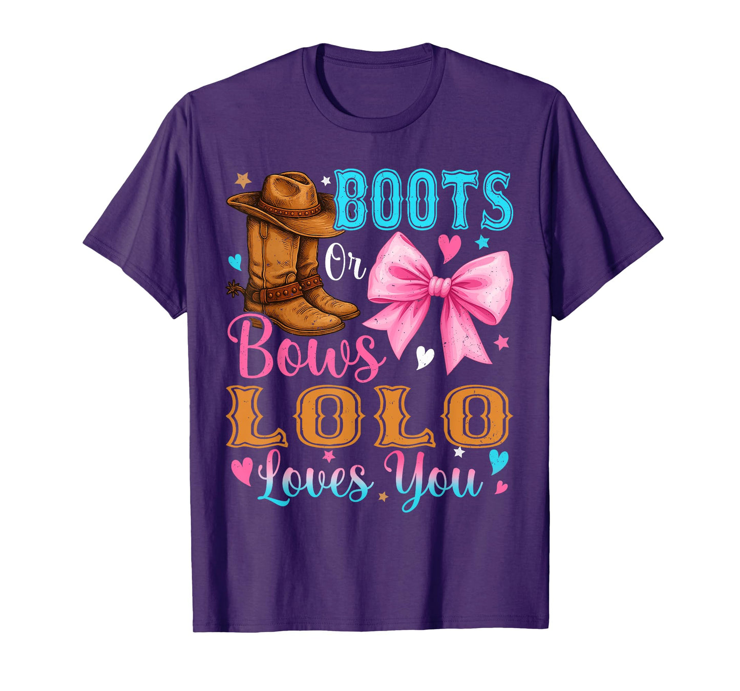 Boots or Bows Lolo Loves You Gender Reveal Family T-Shirt