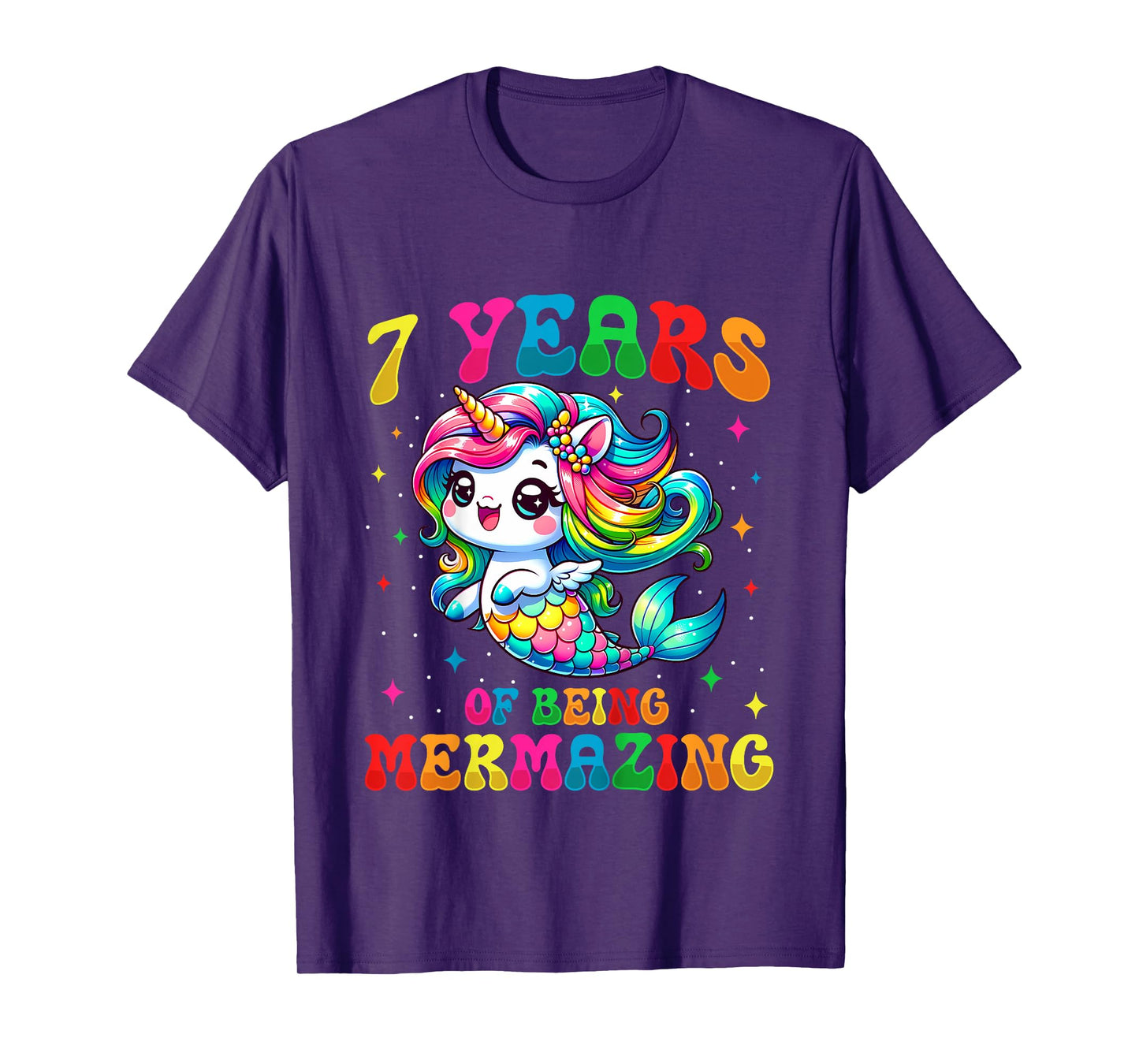 7 Years Old Mermaid Unicorn 7th Birthday Party Girls T-Shirt