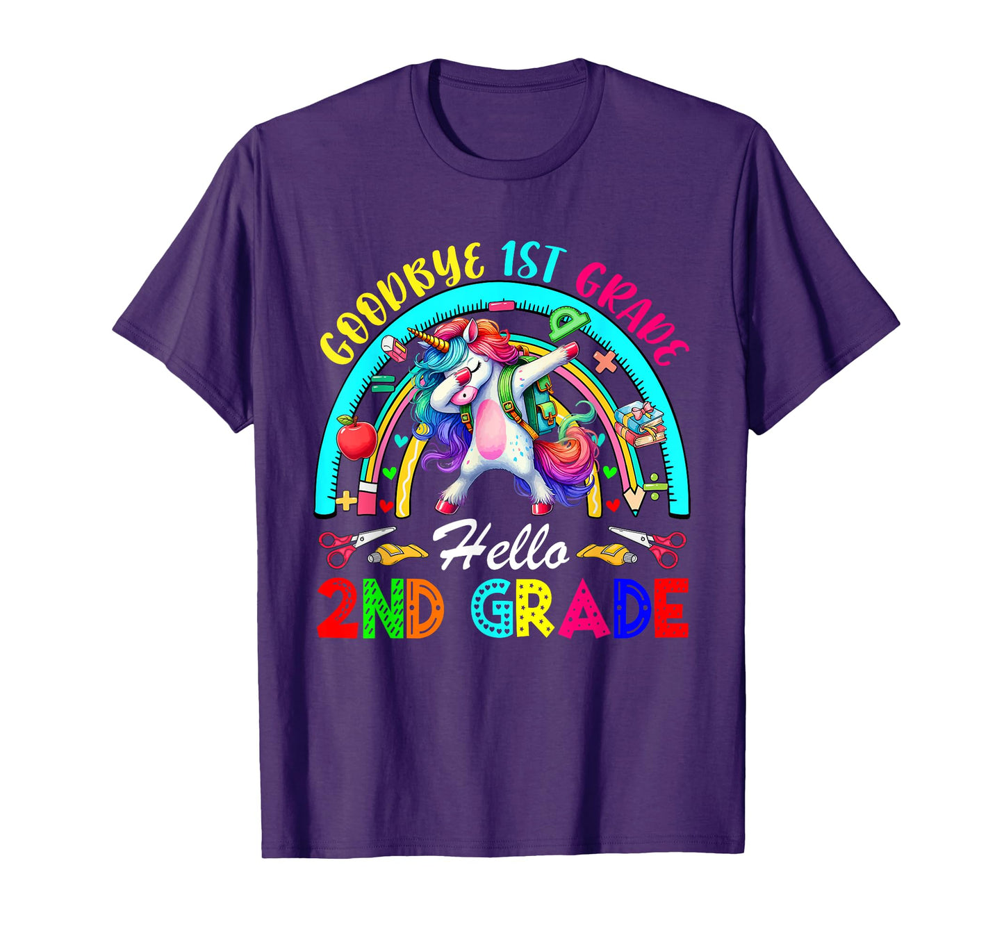 Goodbye 1st Grade Hello 2nd Grade Dabbing Unicorn Rainbow T-Shirt