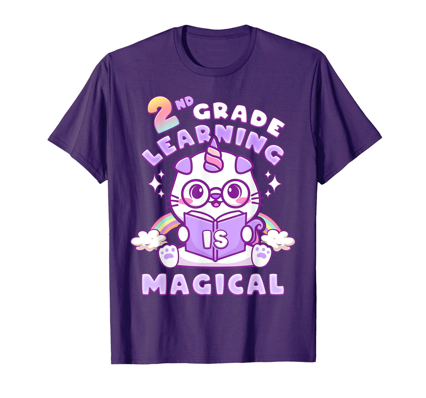 Back To School First Day of 2nd Grade Girl Unicorn Cat T-Shirt
