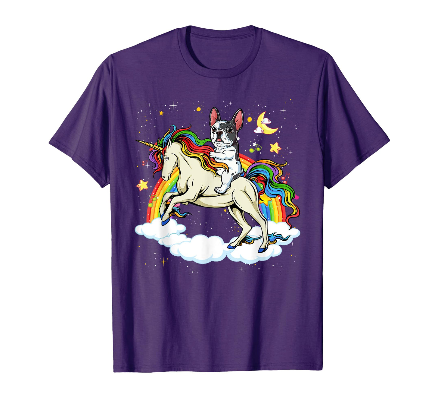 Boston Terrier Riding Unicorn Gifts Boys Girls Kids Rainbow T-Shirt