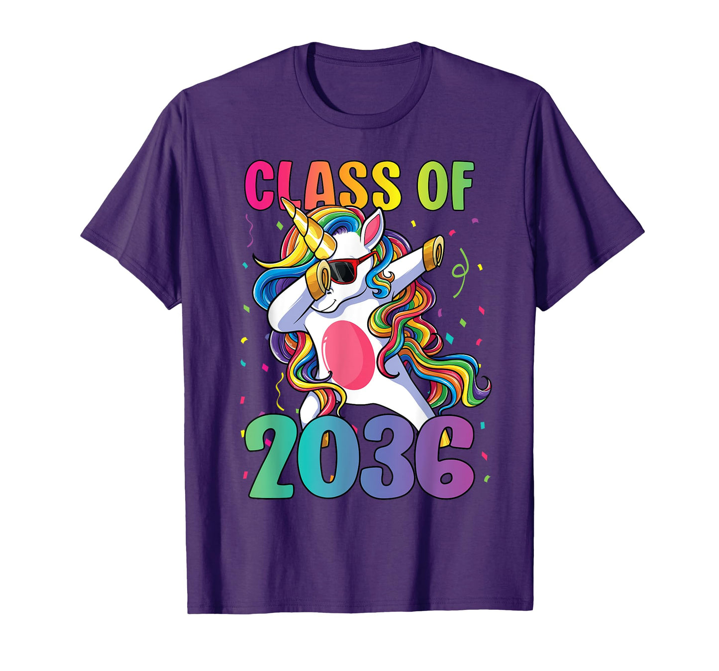 Class of 2036 Shirt Girls Kids Dabbing Unicorn Grow With Me T-Shirt